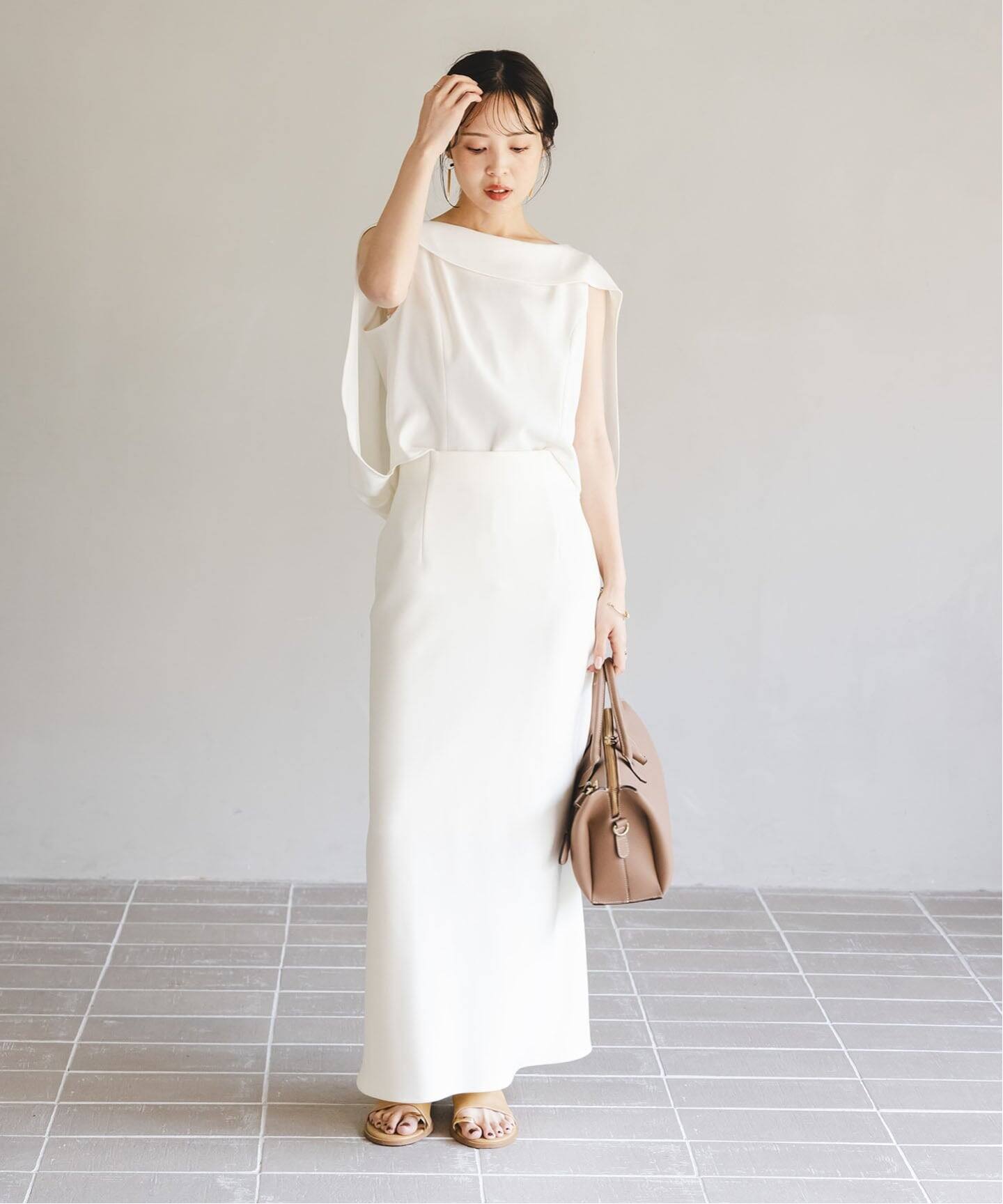 【NOBLE×L’AUBE BLANC】バルーンケープブラウス WEB限定追加》【洗える】バルーンケープブラウス（シャツ