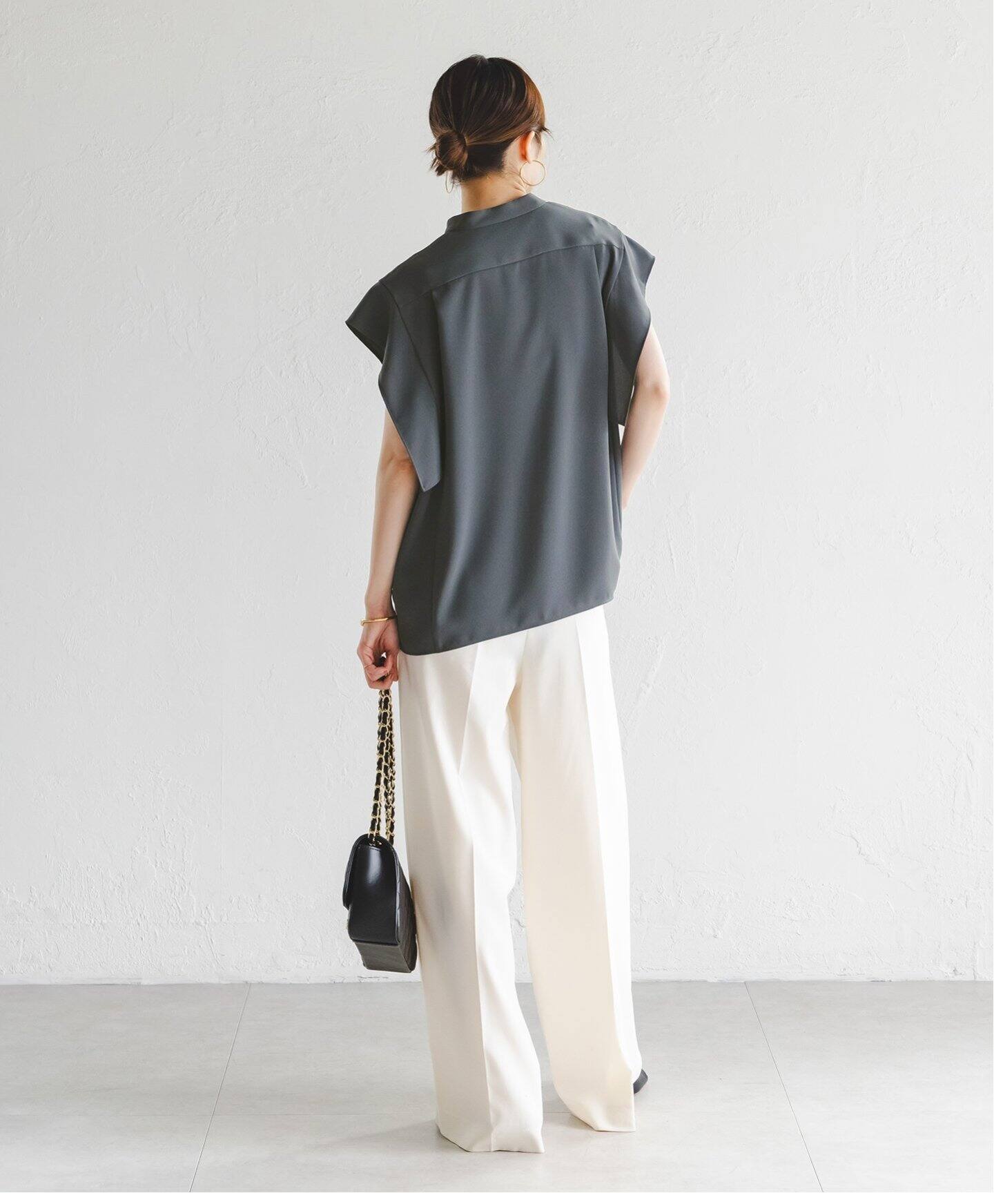 WEB限定追加》【洗える】スクエアースリーブフロントオープンブラウス2