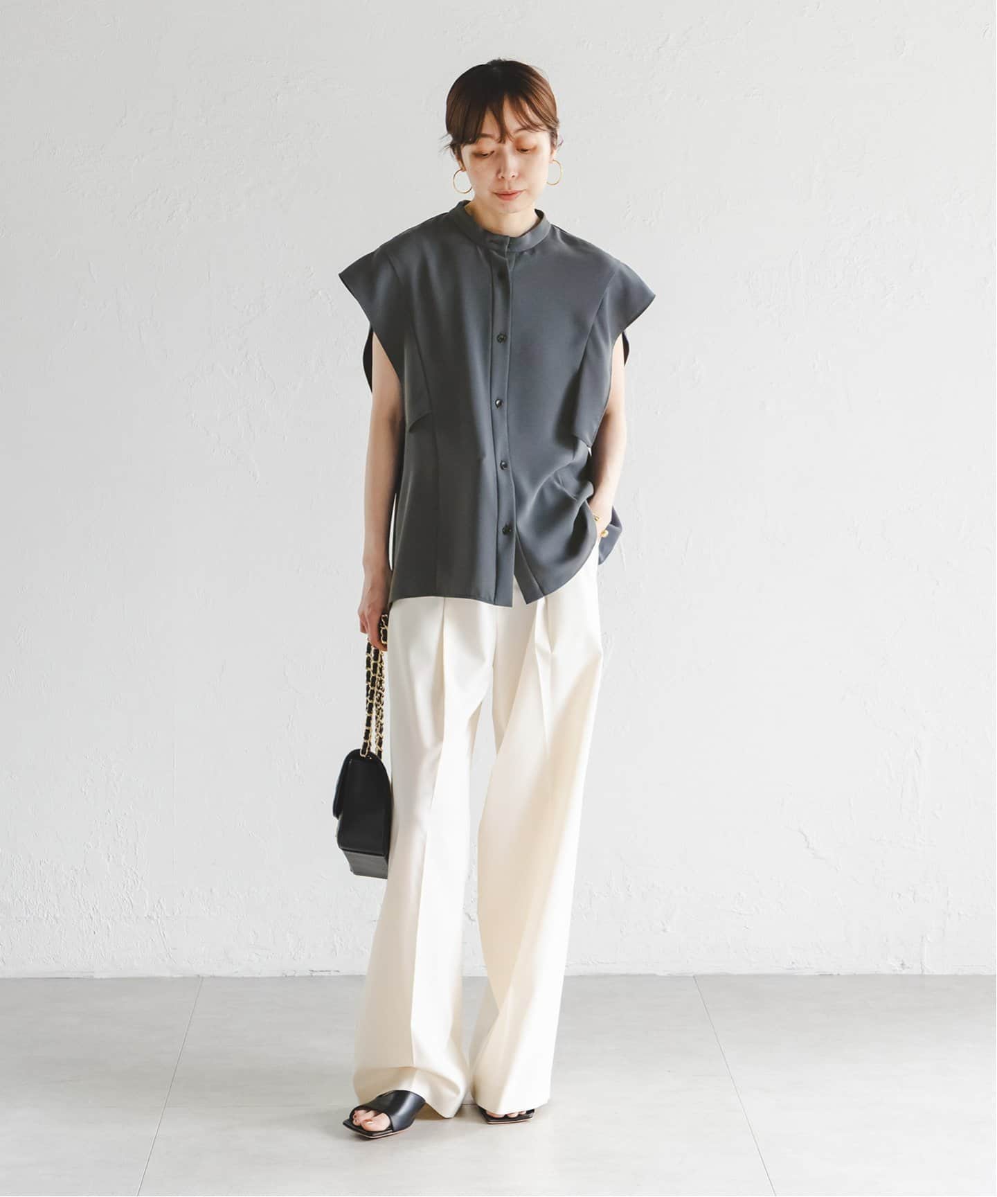 WEB限定追加》【洗える】スクエアースリーブフロントオープンブラウス2