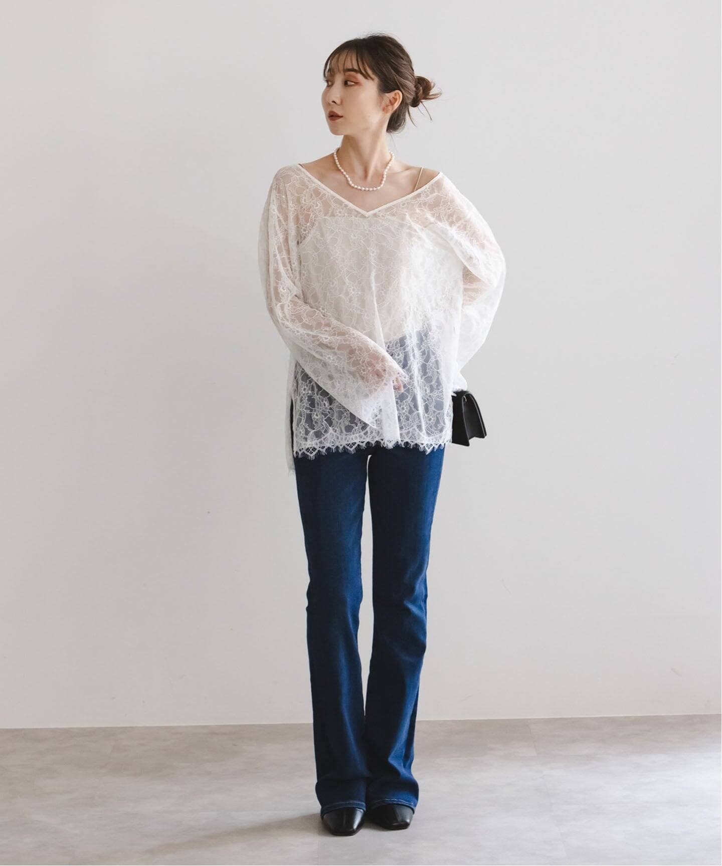 NOBLE ホワイトレース長袖シャツ NOBLE ホワイトレース長袖シャツ