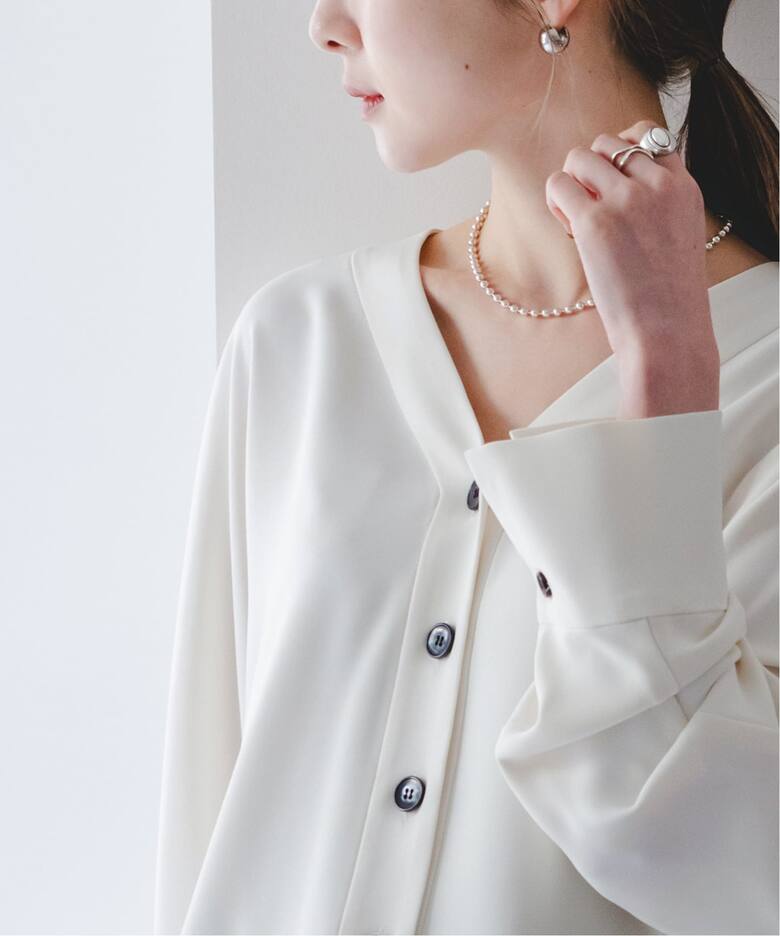 追加》エステルダブルクロスカーデブラウス3（シャツ／ブラウス  