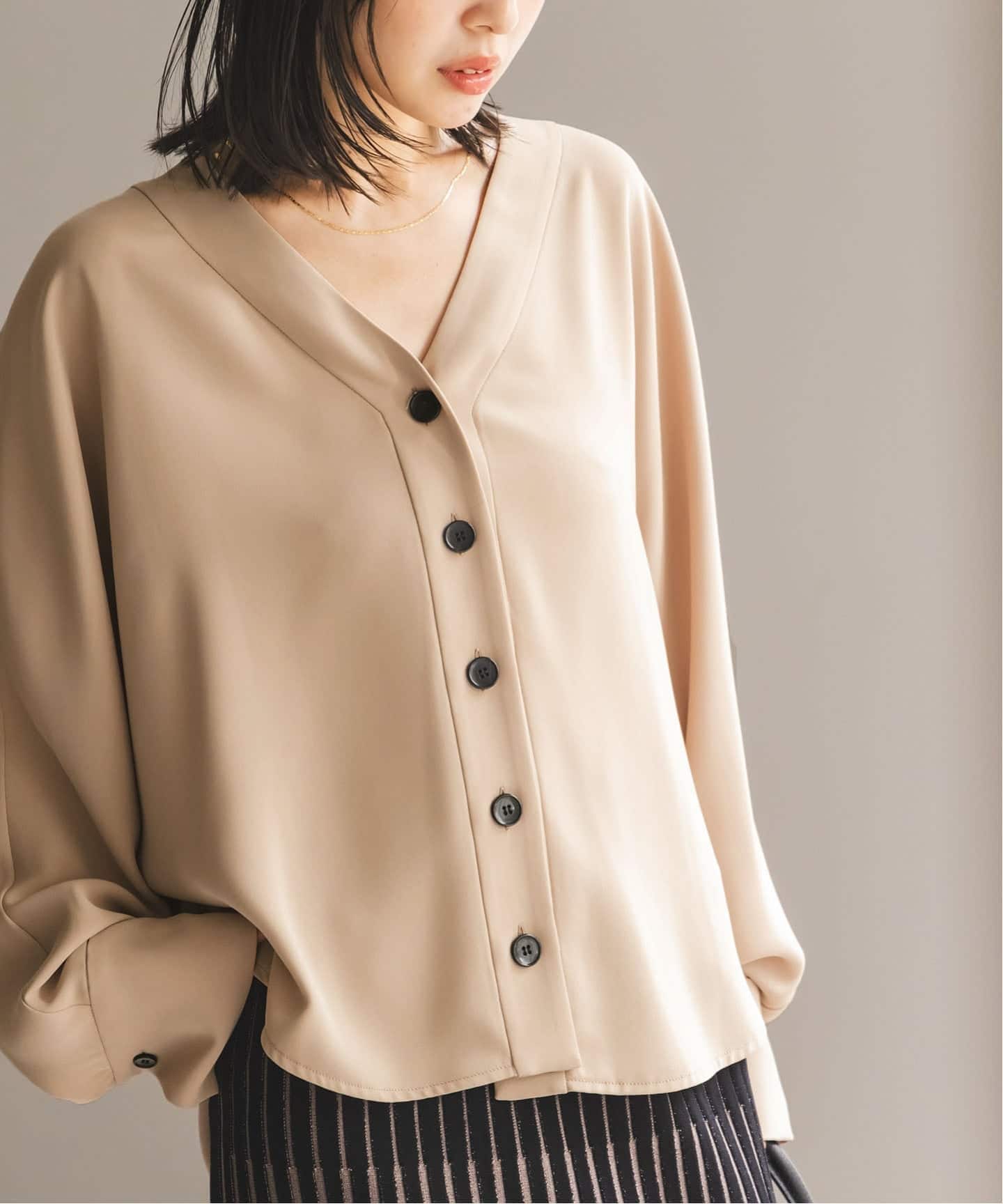 追加》エステルダブルクロスカーデブラウス3（シャツ／ブラウス