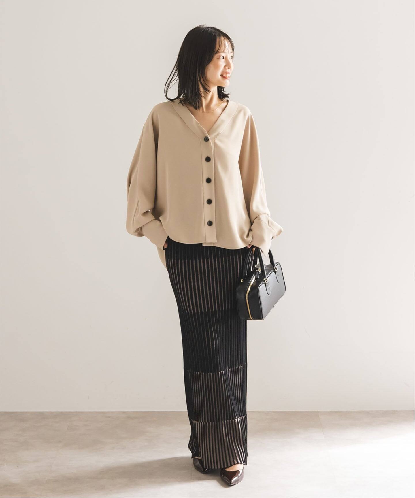 Noble エステルダブルクロスクルーネックブラウス 美品☆ Noble エステルダブルクロスクルーネックブラウス