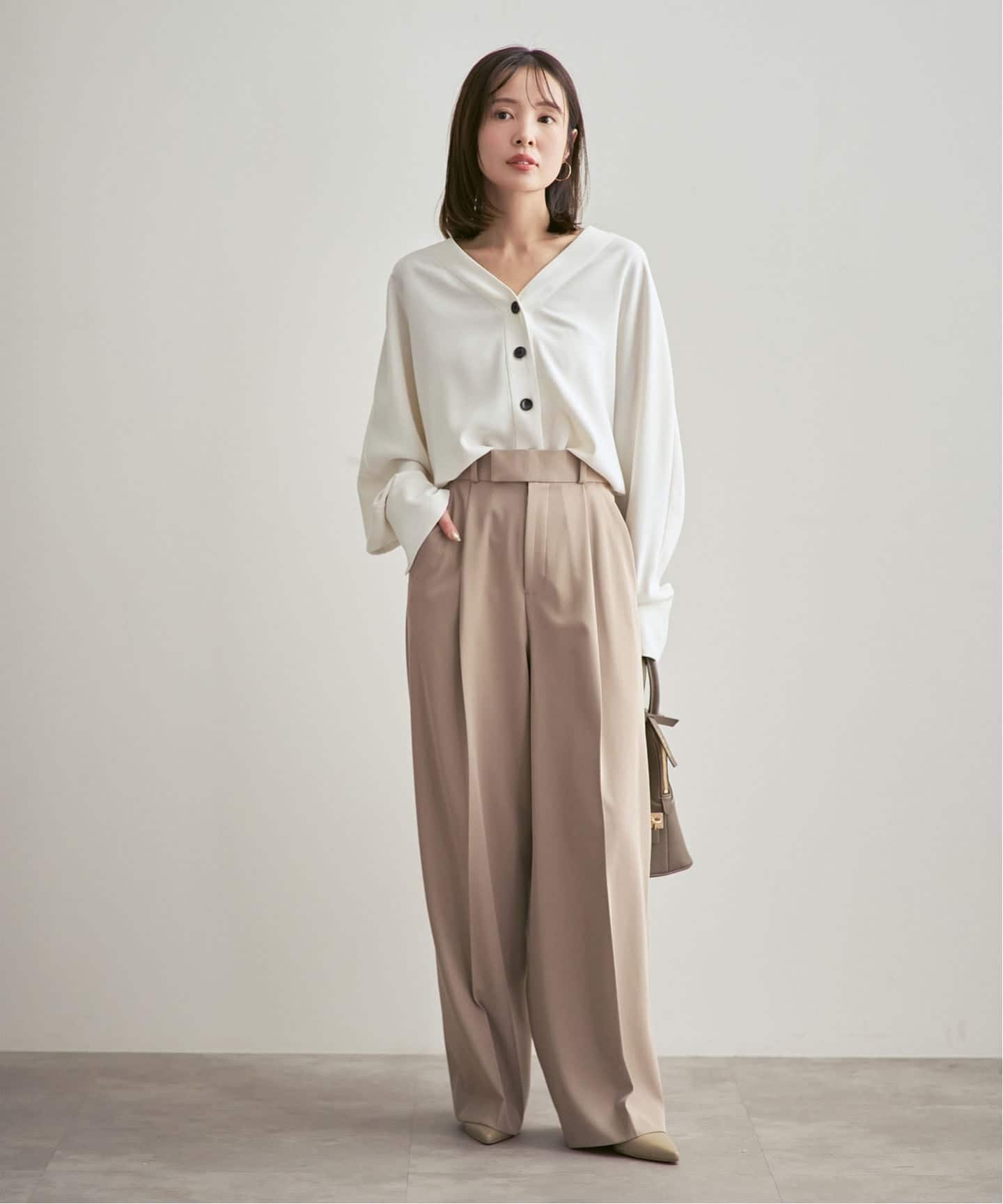 NOBLE エステルダブルクロスカーデブラウス ノーブル　ベージュ シャツ 追加》エステルダブルクロスカーデブラウス3（シャツ／ブラウス