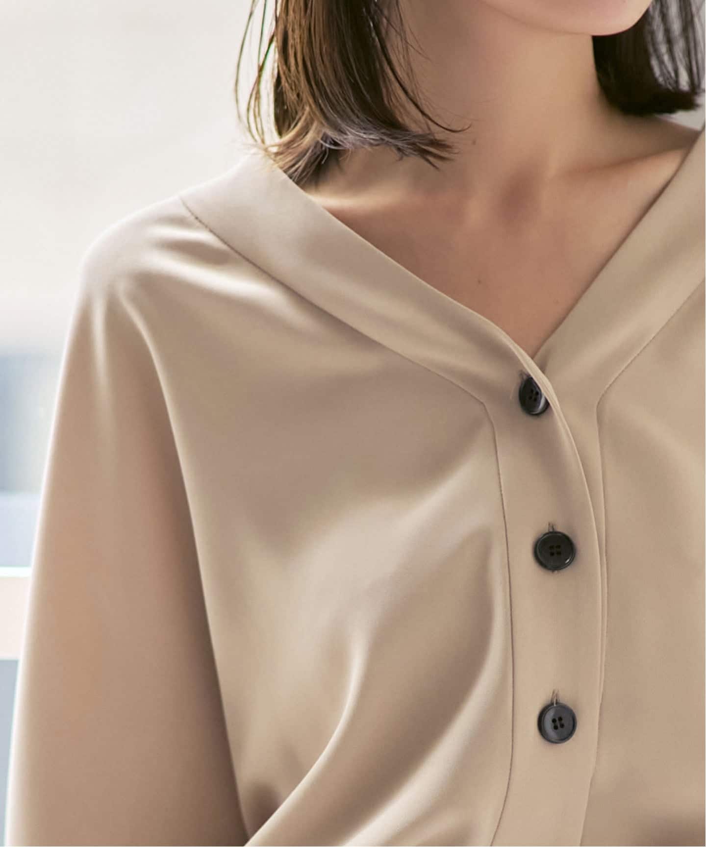 NOBLE エステルダブルクロスカーデブラウス ノーブル　ベージュ シャツ NOBLE（ノーブル） ブラウス シャツ 「追加・WEB限定カラー」エステル