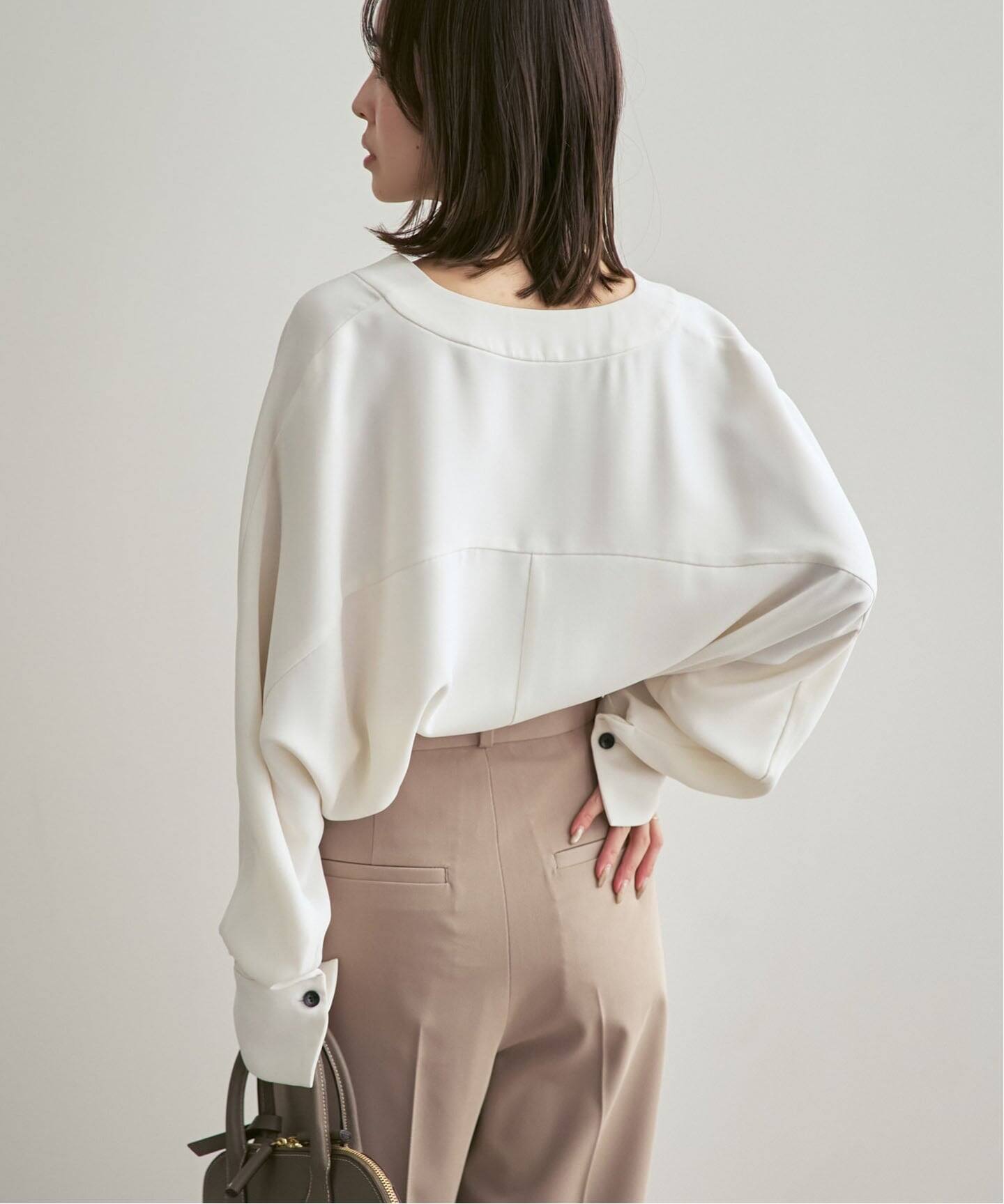 追加・WEB限定カラー》エステルダブルクロスカーデブラウス（シャツ