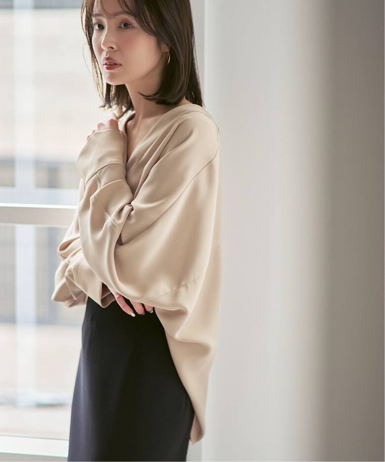 追加・WEB限定カラー》エステルダブルクロスカーデブラウス（シャツ 
