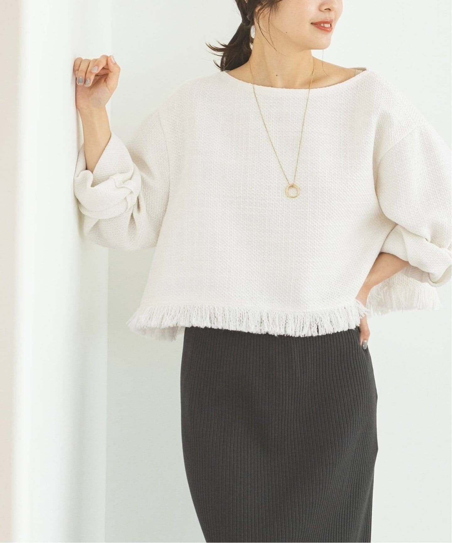 追加》ツイードショートトップス（シャツ／ブラウス）｜NOBLE