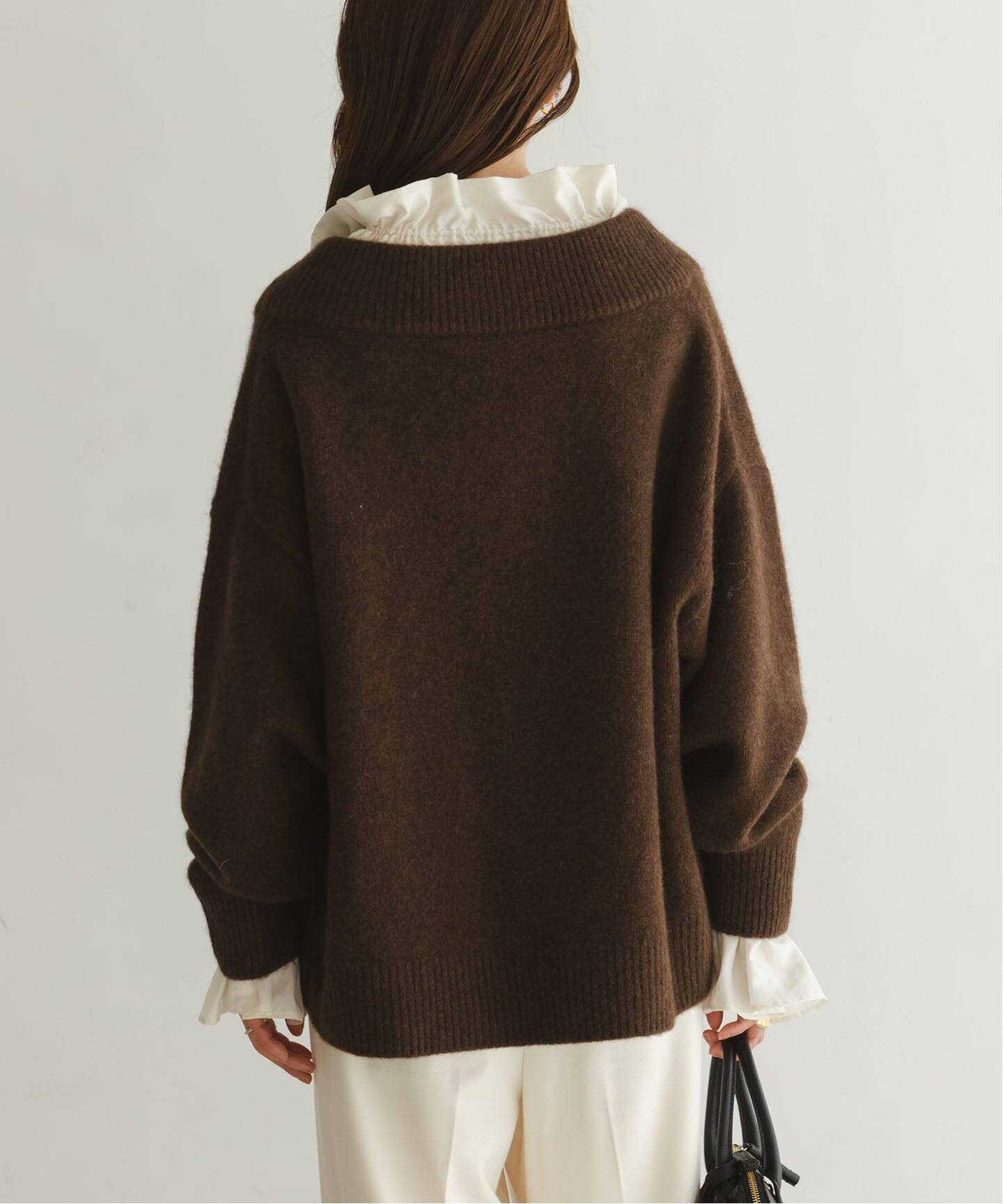 2WAYストリングスラッフルロングスリーブブラウス（シャツ／ブラウス