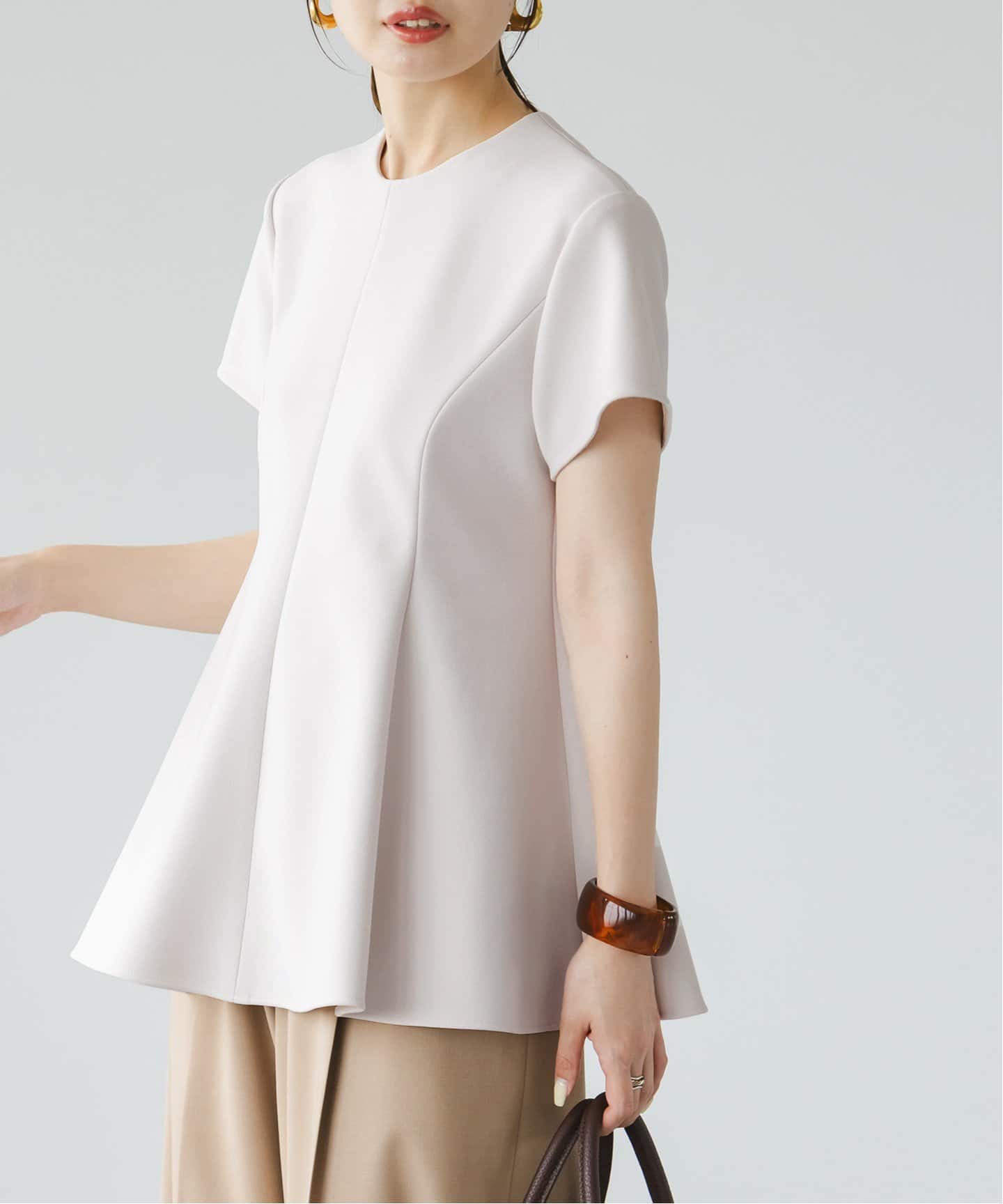 コンフォートジャージーライクペプラムブラウス（シャツ／ブラウス