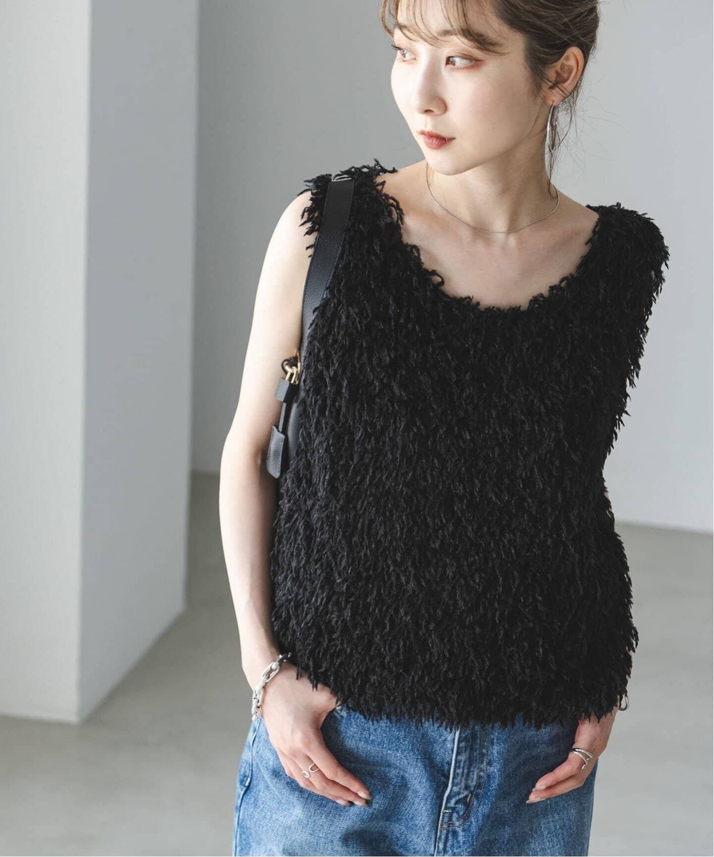 追加》【洗える】フェザーヤーンタンクトッププルオーバー（シャツ 