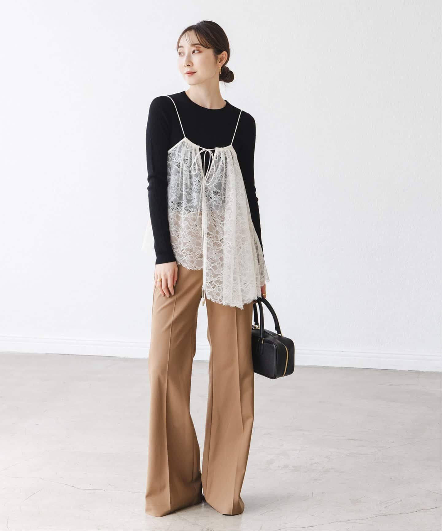 追加》ラッセルレースギャザーキャミ（キャミソール）｜NOBLE