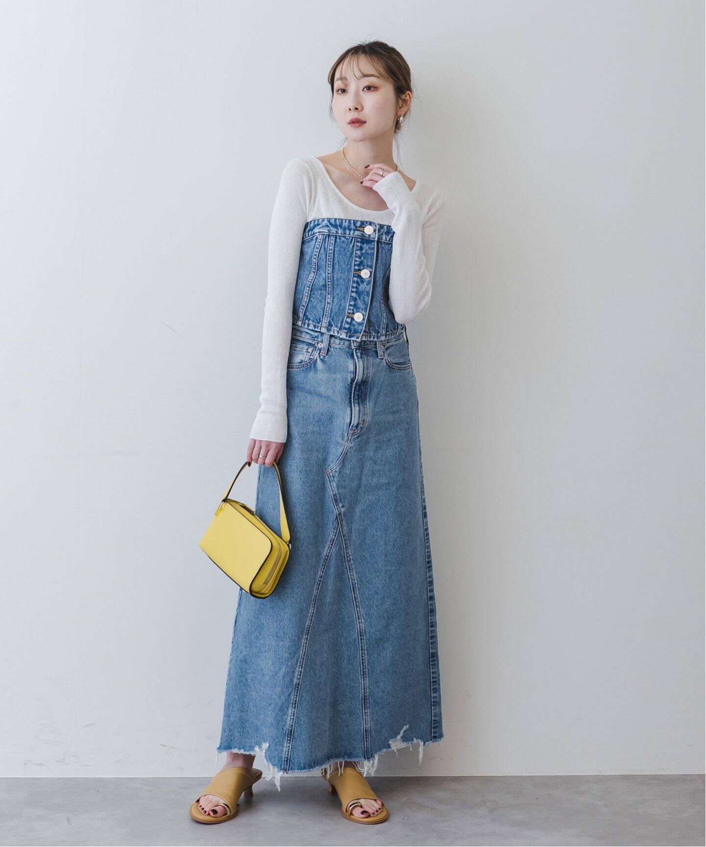 「NEEDBY heritage」 25SS STEPHANIE ベアトップ 2 ブルー レディース NEED by heritage/ニードバイヘリテージ STEPHANIE（シャツ