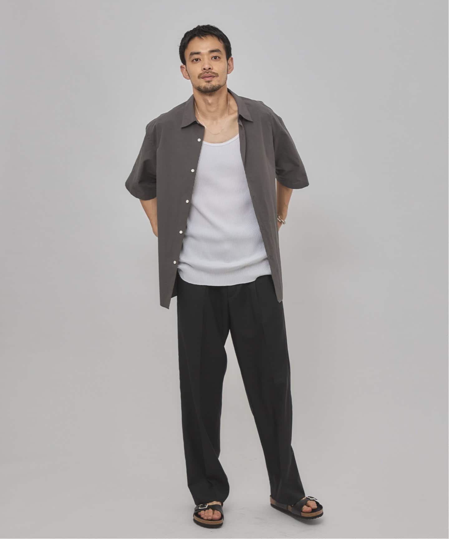 Ets.materiaux ショートスリーブシャツ ETS.MATERIAUX / マテリオ】ショートスリーブ バンドカラー