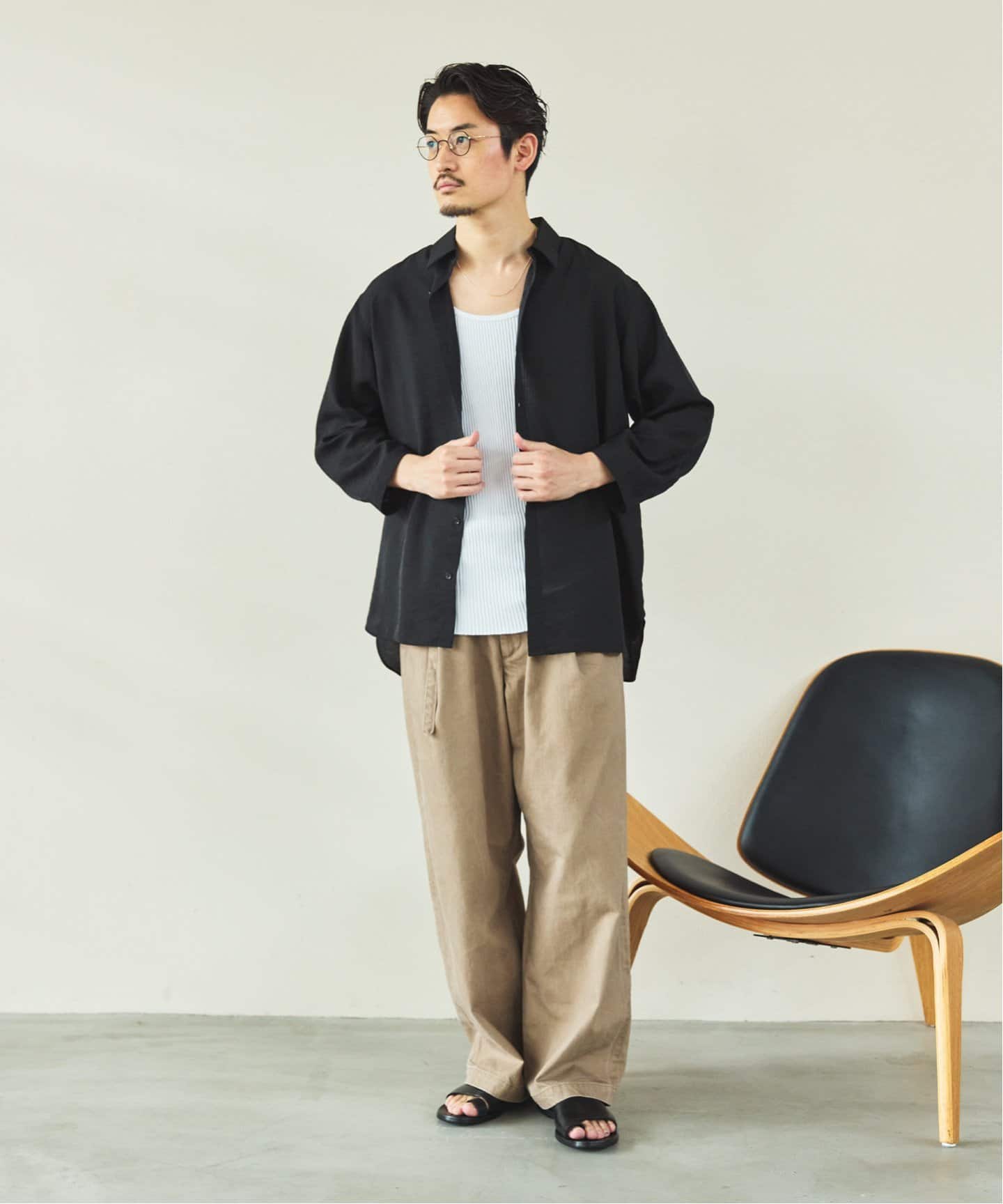 シアー バンブー 8分袖 レギュラーシャツ（シャツ／ブラウス