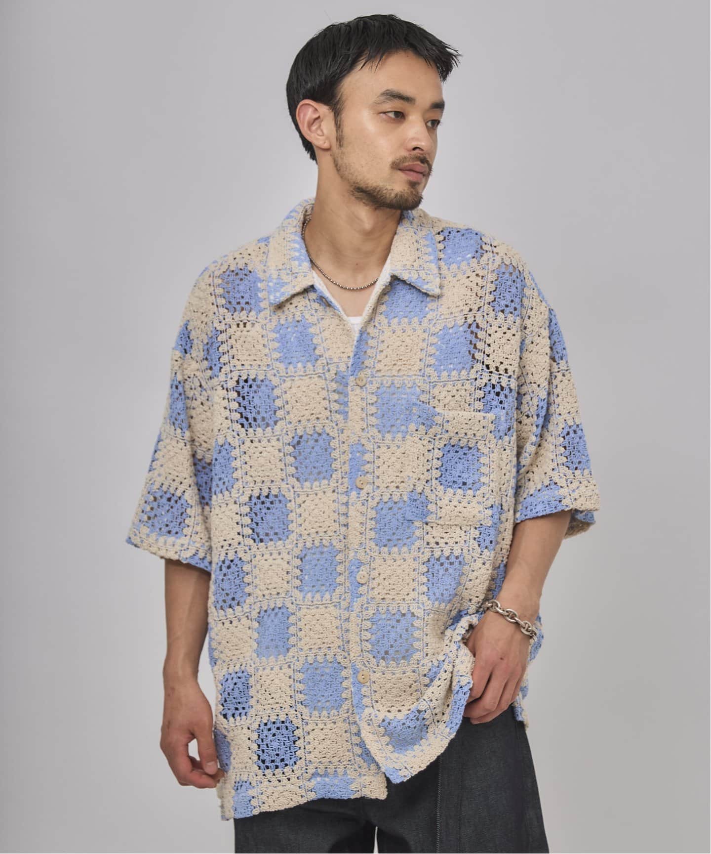 BEAUTY&YOUTH FRNCH クロシェ ショートスリーブ シャツ