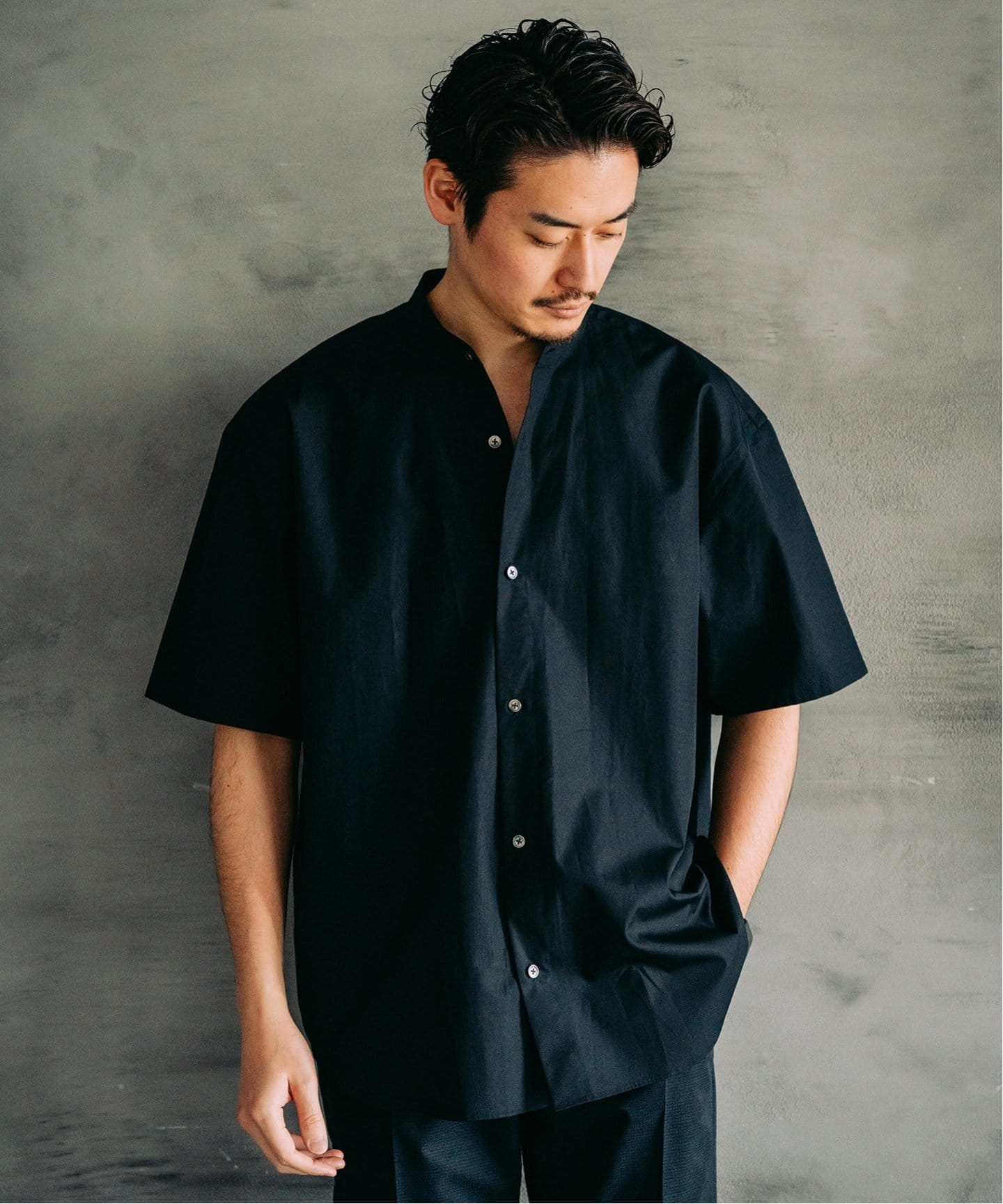 THOMAS MASON (トーマスメイソン) オーバーサイズ 半袖バンドカラー