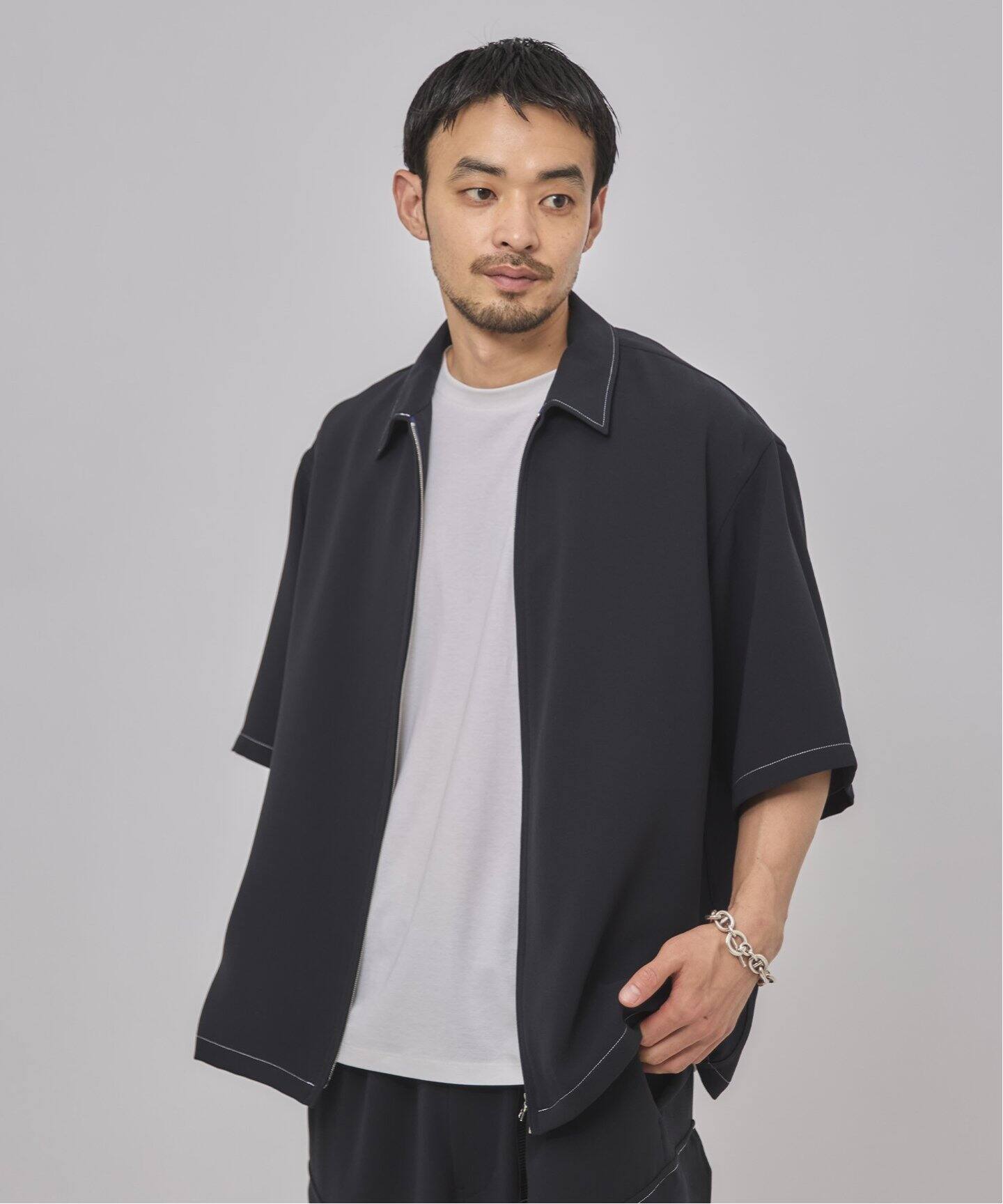 E. Waving Dobby ZIP シャツ（シャツ／ブラウス）｜EDIFICE