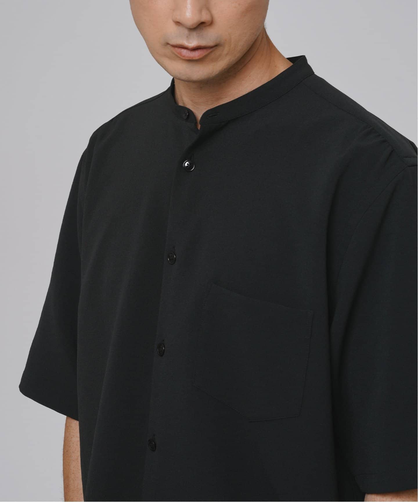 T/E(ティーイー) フレンチ グランパ バンドカラー シャツ（シャツ