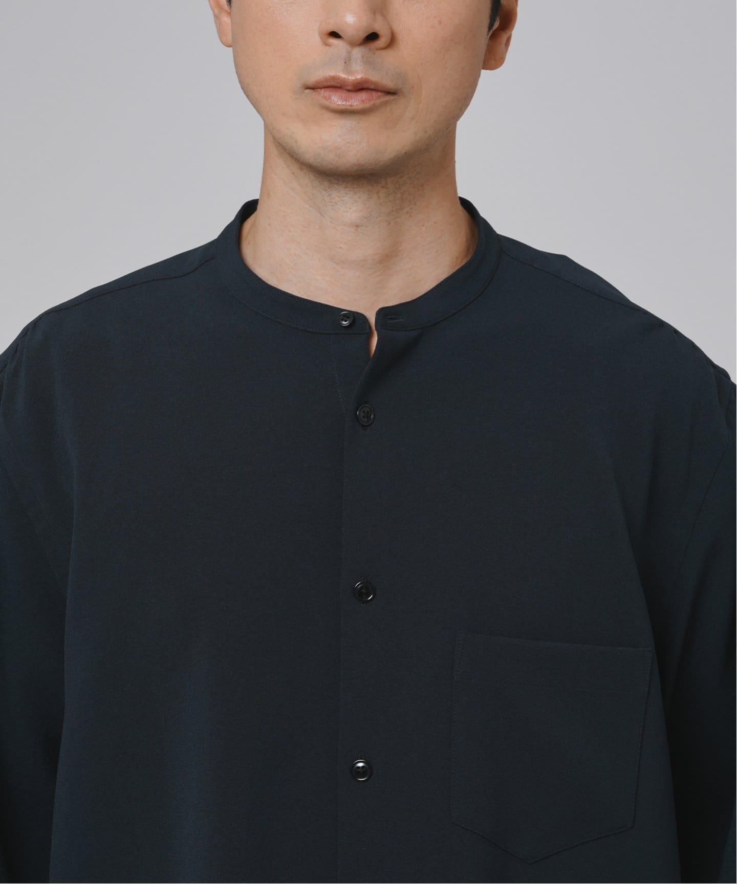 T/E(ティーイー) フレンチ グランパ バンドカラー シャツ（シャツ