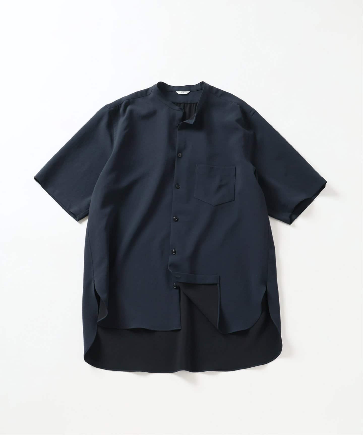 T/E(ティーイー) フレンチ グランパ バンドカラー シャツ