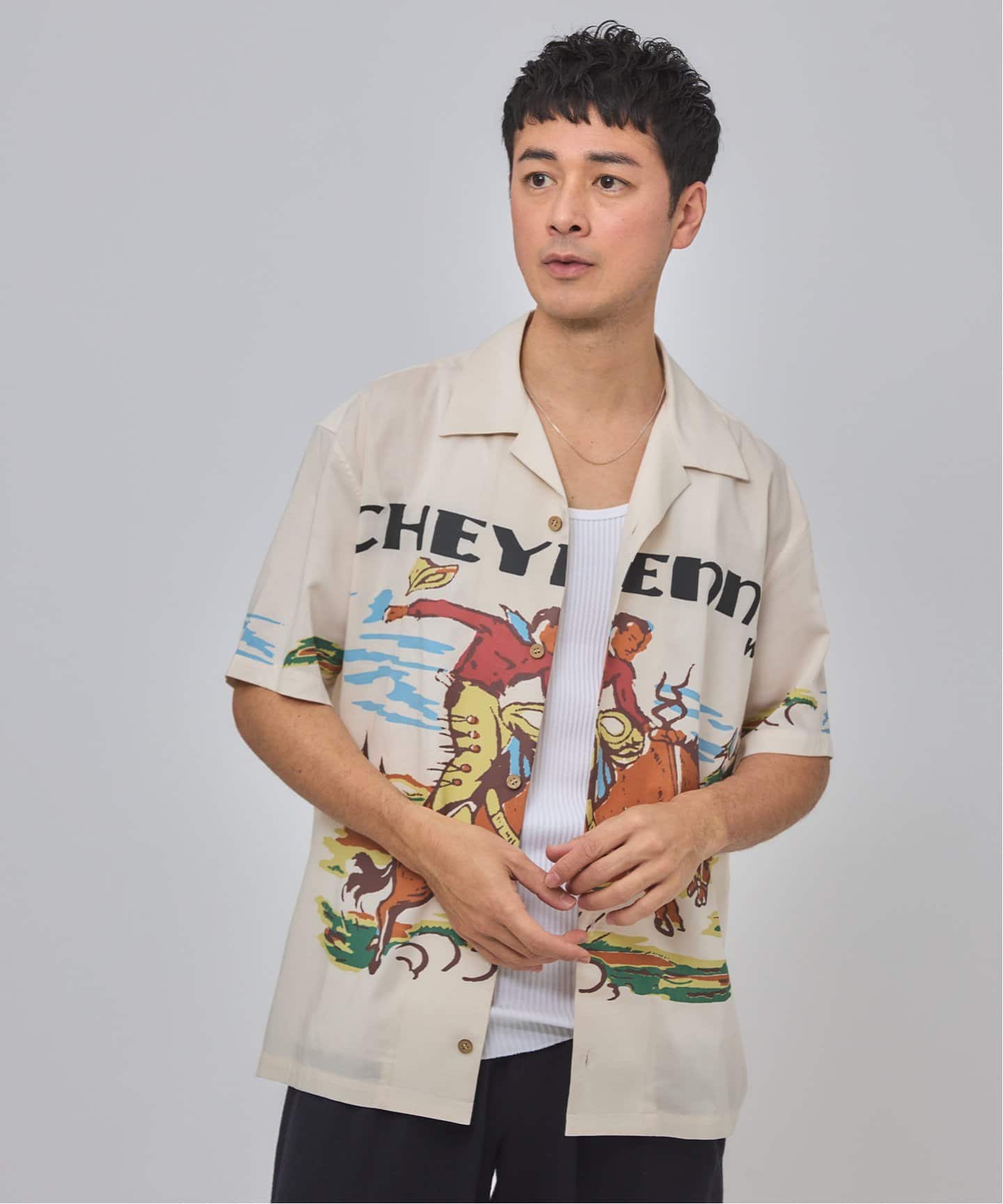 khoki 柄シャツ KHOKI（コッキ) 別注 COWBOY-PRINT S/S シャツ（シャツ