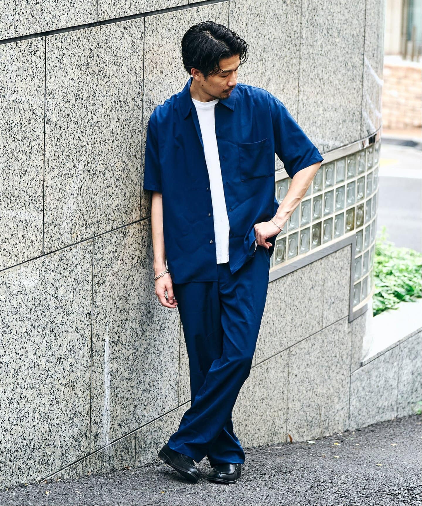 新品　Sasquatchfabrix. オープンカラーシャツ　ネイビー WRINKLES オープンカラーシャツ（シャツ／ブラウス）｜417 EDIFICE