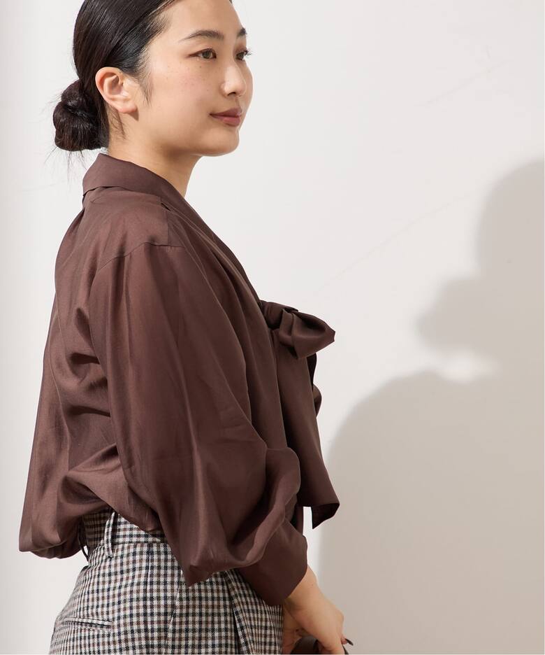 ダブルスタンダード☆ソブ チェックシフォンボウタイブラウス 新品同様 