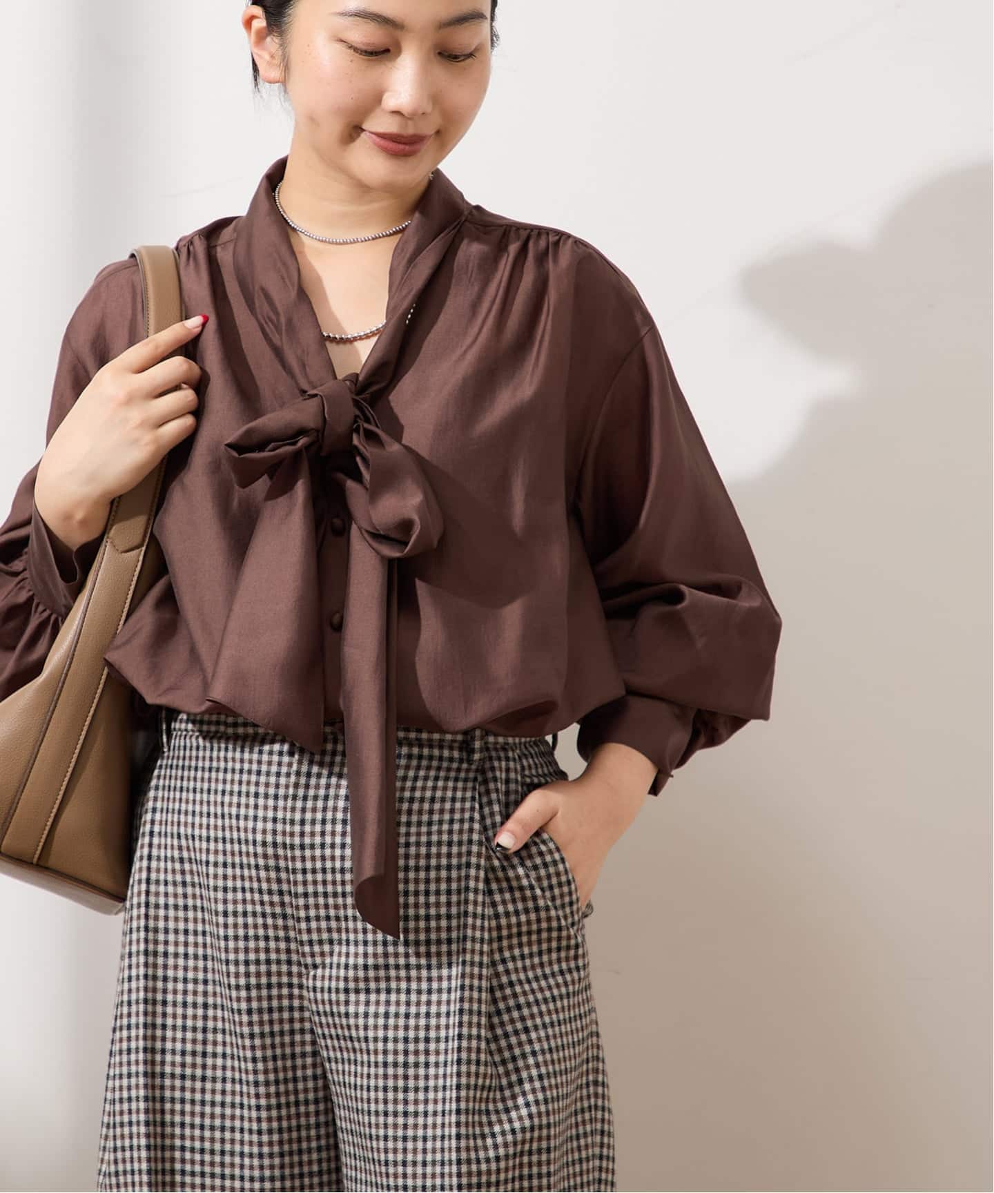 シフォン無地/ドット ボウタイブラウス（シャツ／ブラウス）｜JOURNAL