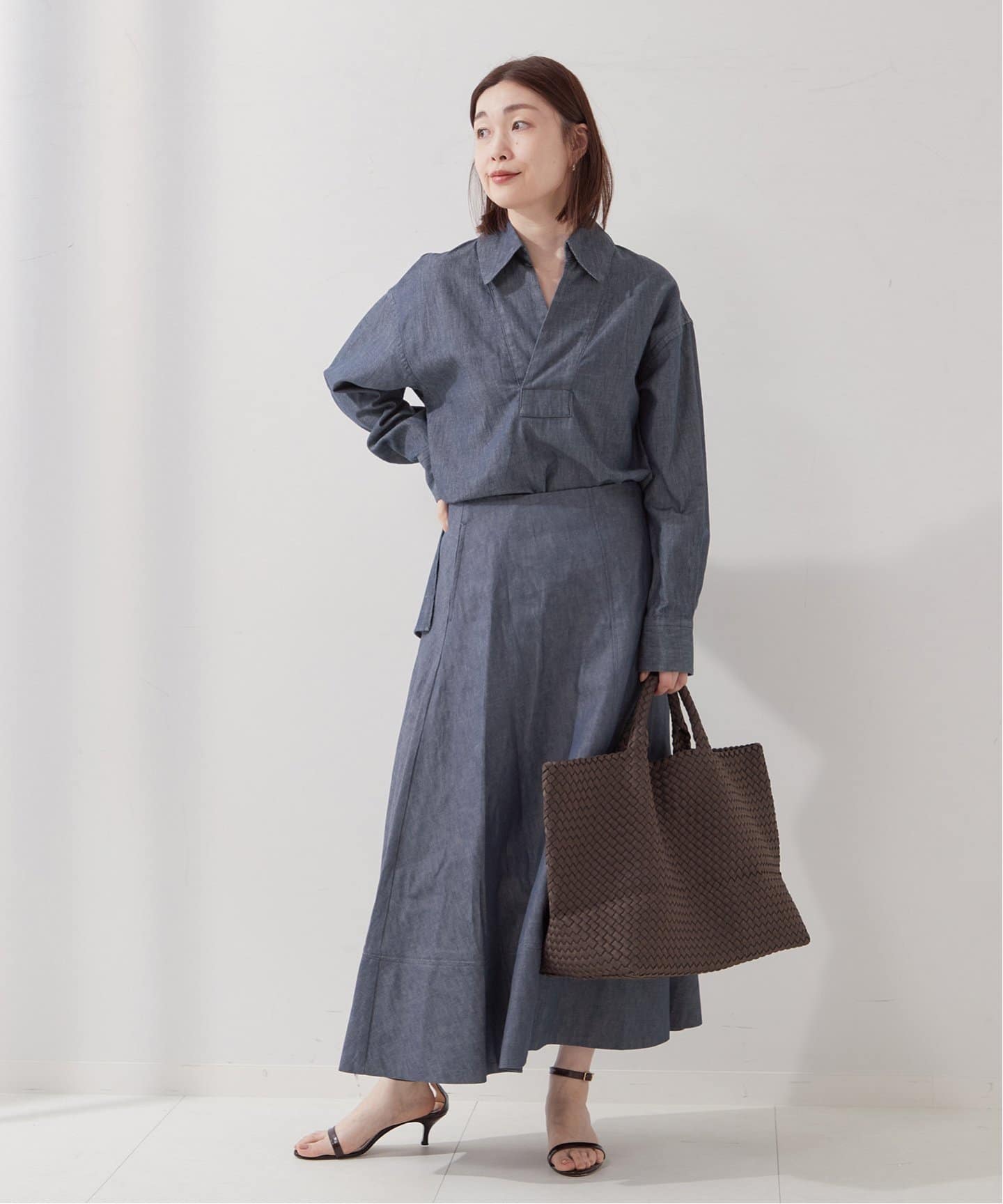 JOURNAL STANDARD L'ESSAGE 麻 ワイドスキッパーブラウス 5.5OZ DENIMスキッパーシャツ（シャツ／ブラウス）｜JOURNAL