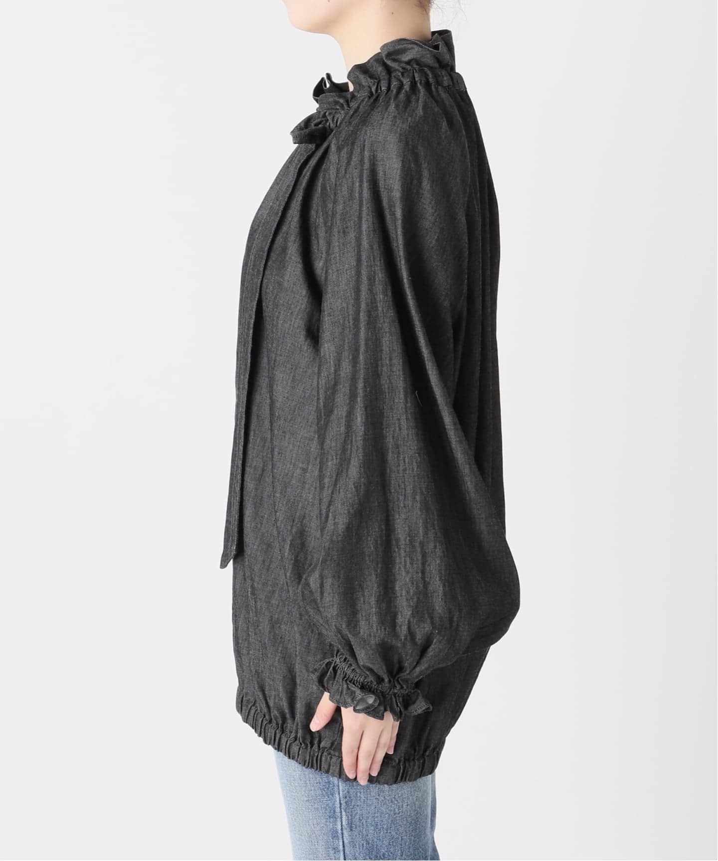 人気 25SS ジャーナルスタンダードレサージュ デニム リボン ブラウス 予約》5OZ デニム リボンブラウス 2（シャツ／ブラウス