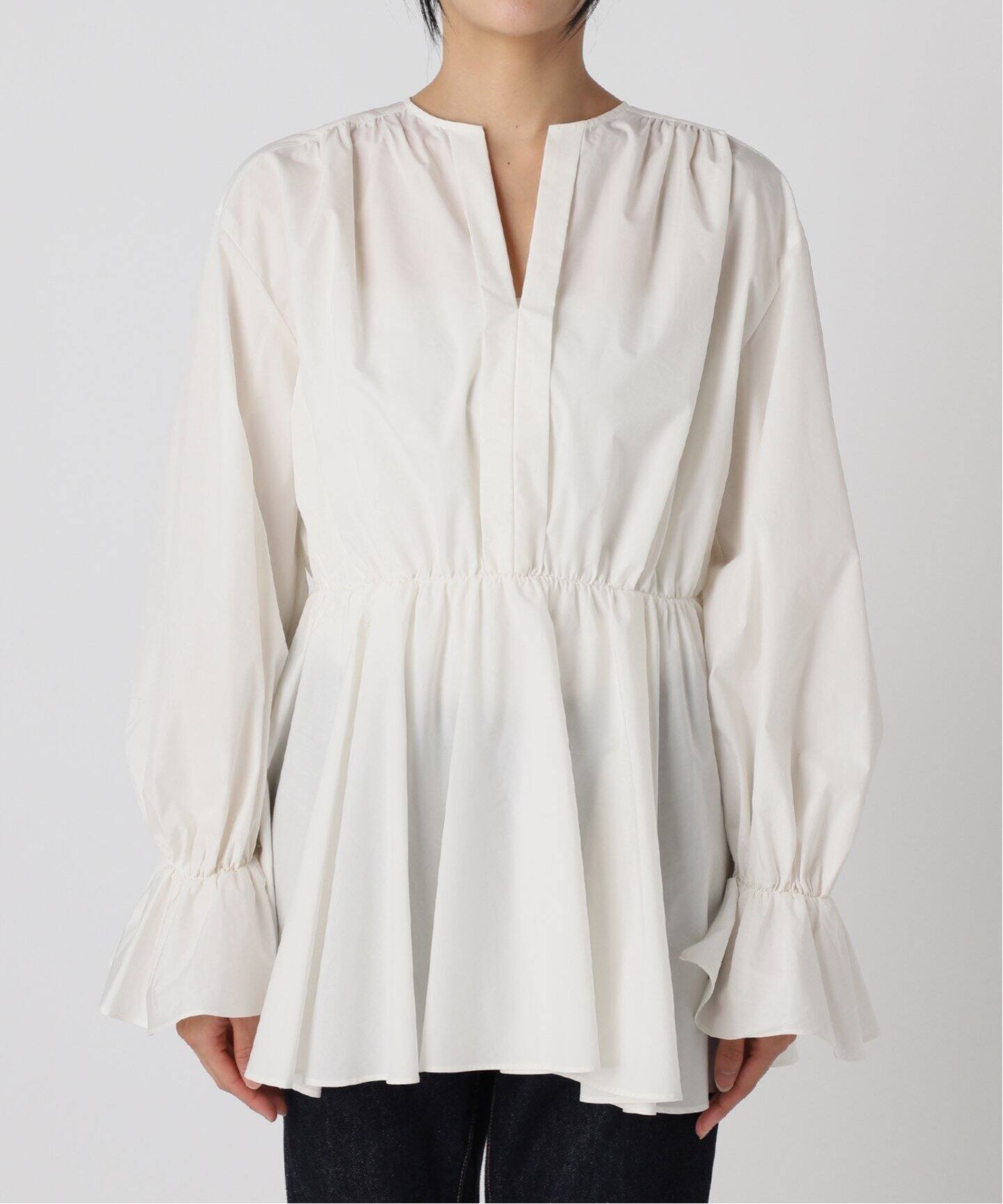 シルキータイプライターペプラムブラウス（シャツ／ブラウス  