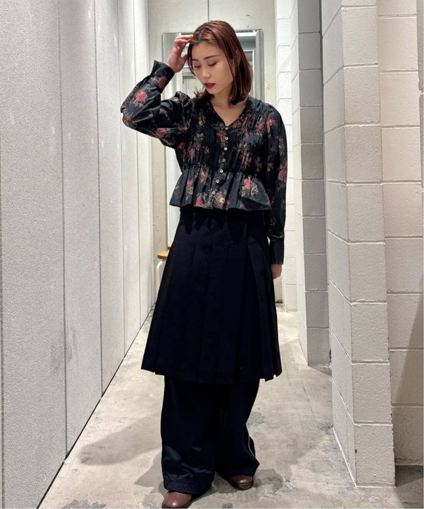 JANE SMITH/ジェーンスミス】FLOWER PRINT COTTON RAYON SHI：ブラウス 