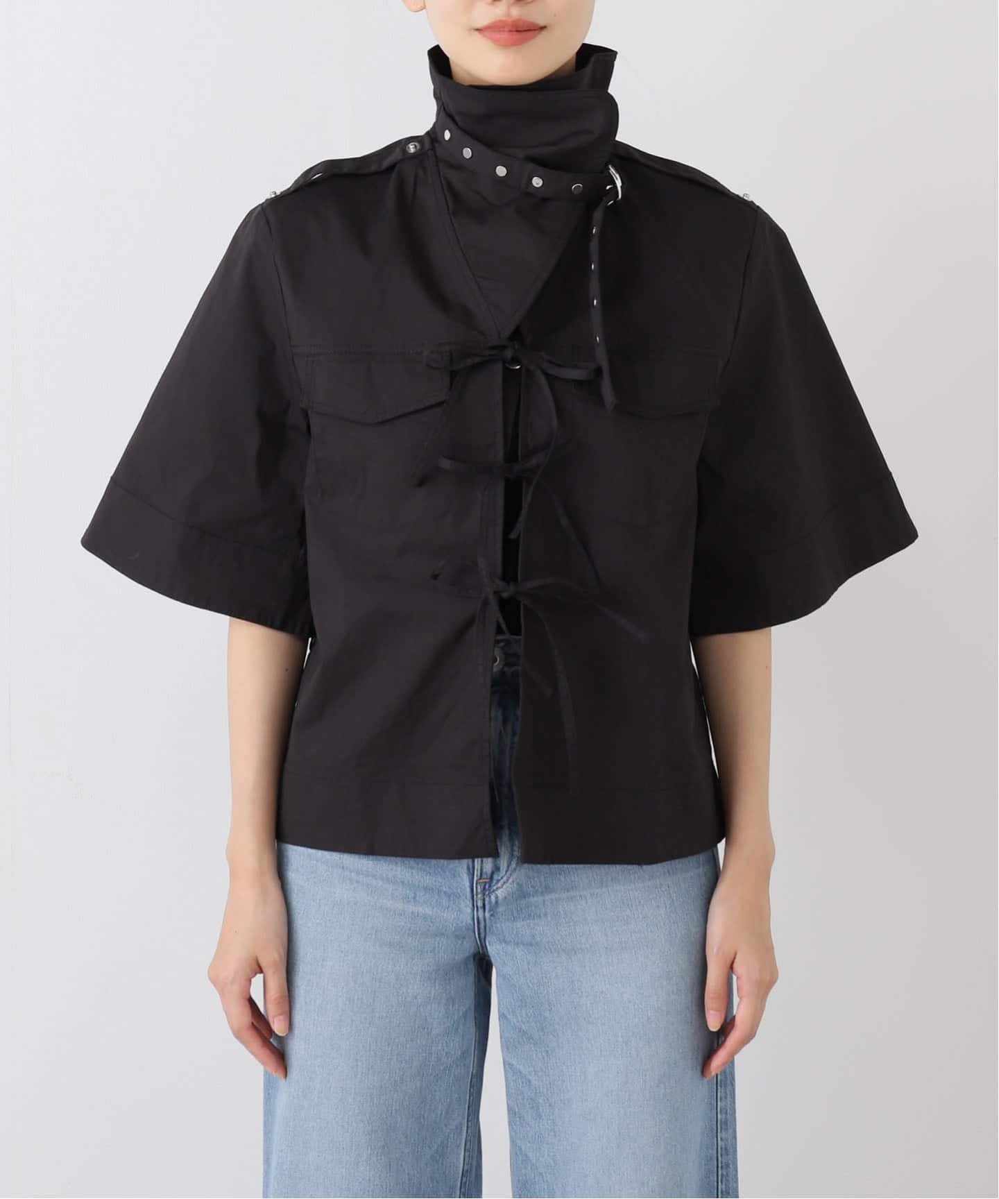 GANNI ブラウス GANNI ガニー ブラウス Stretch Seersucker V-neck Peplum