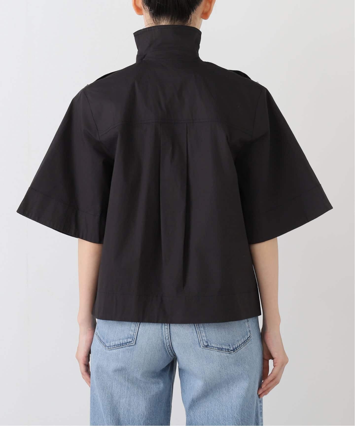 GANNI ガニー ビッグカラーコットンブラウス ブラック ガニー GANNI GANNI ブラウス Crinkled Georgette Smock Blouse