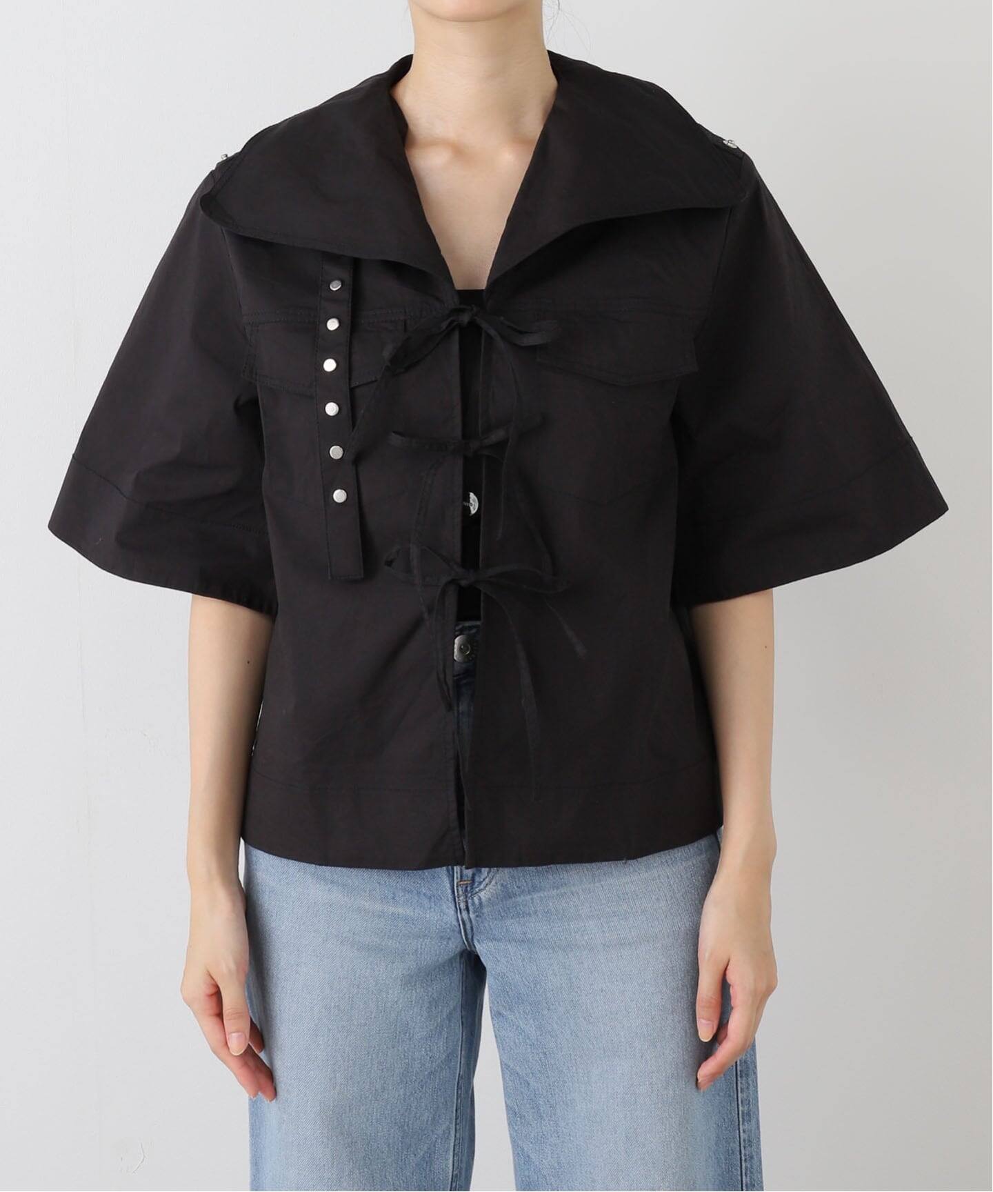 GANNI/ガニー】Stretch Cotton Cowl Neck Blouse：ブラウス