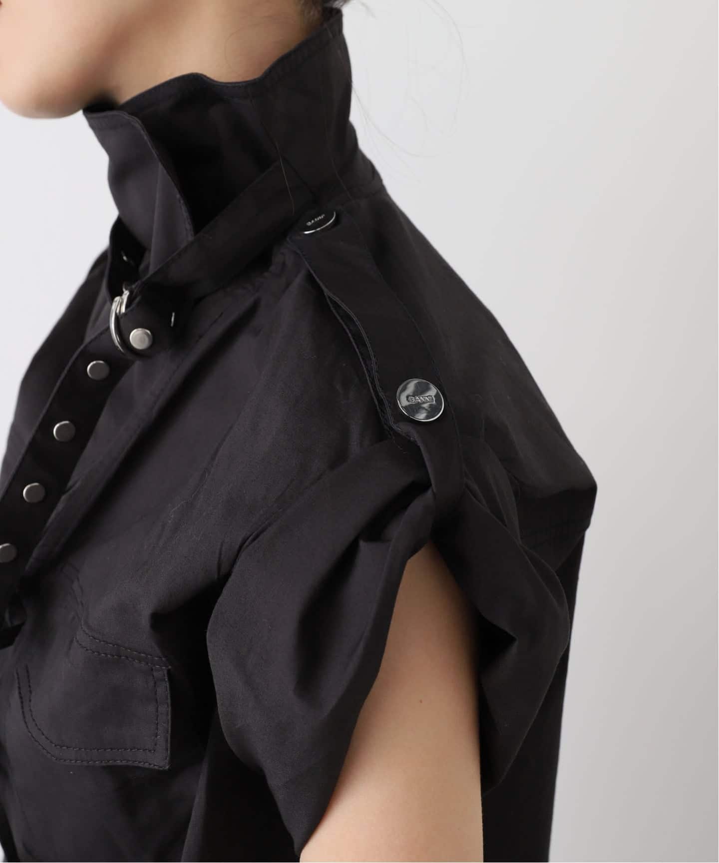 GANNI/ガニー】Stretch Cotton Cowl Neck Blouse：ブラウス