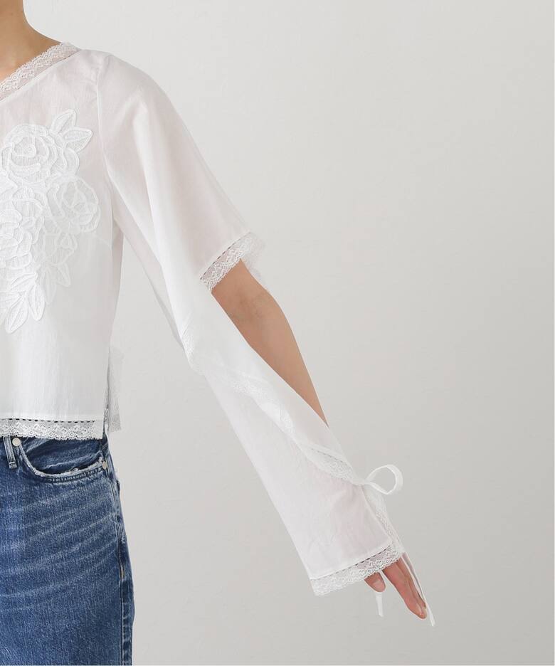 FUMIE TANAKA(フミエタナカ)】squaer lace P/O：ブラウス（シャツ 