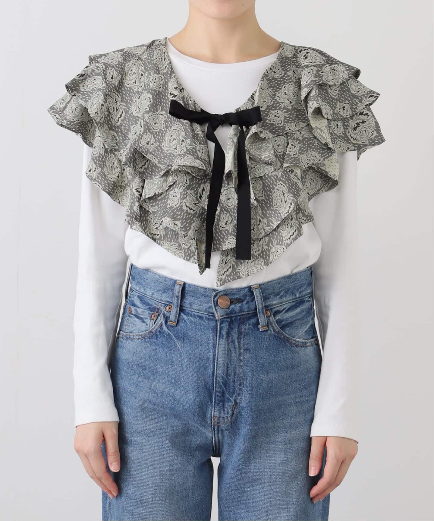 FUMIE TANAKA(フミエタナカ)】flower jq frill neck：ブラウス