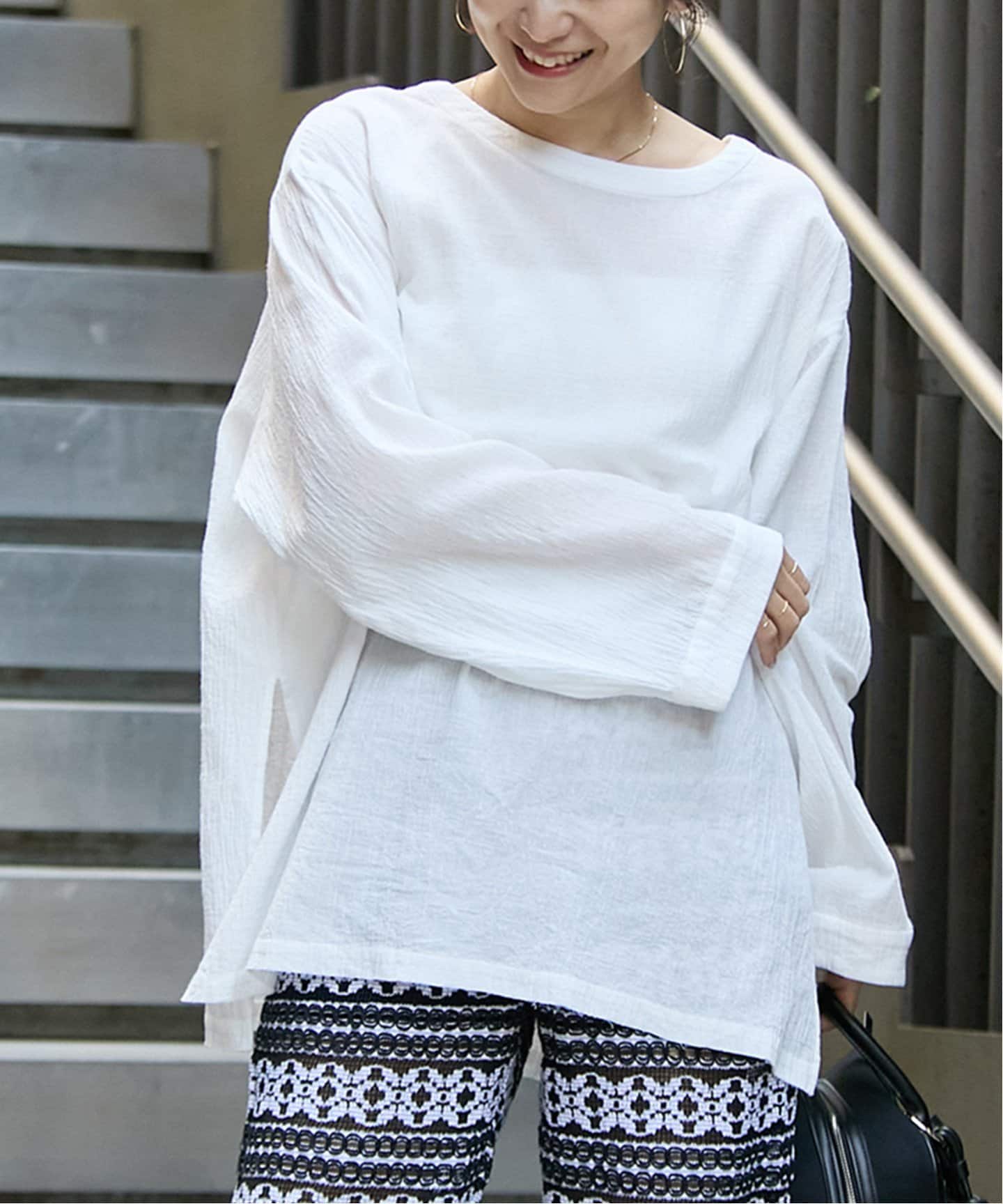 追加2》ソフトガーゼ2WAYビッグプルオーバー（シャツ／ブラウス