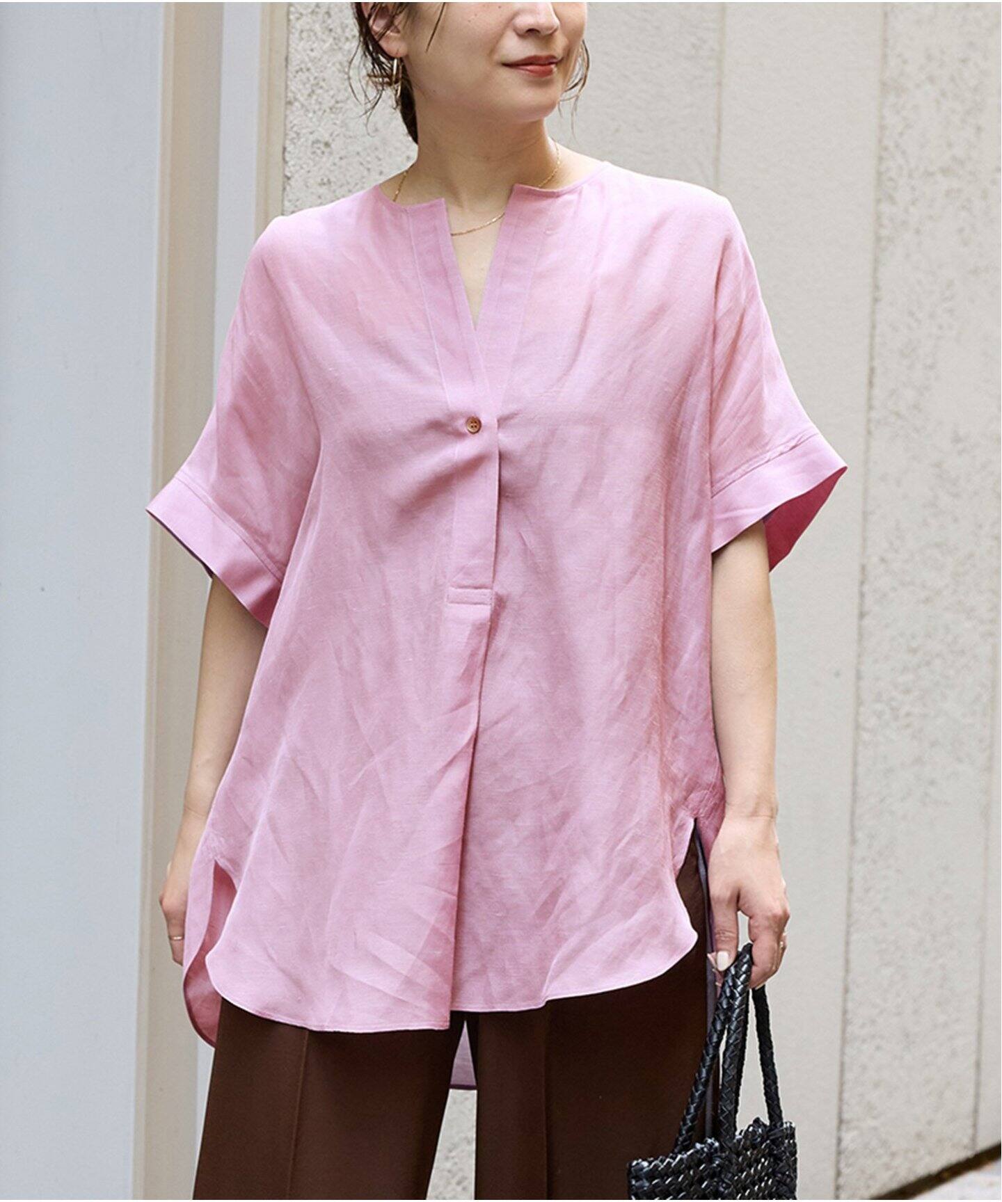 シアーリネンノーカラーブラウス（シャツ／ブラウス）｜JOURNAL