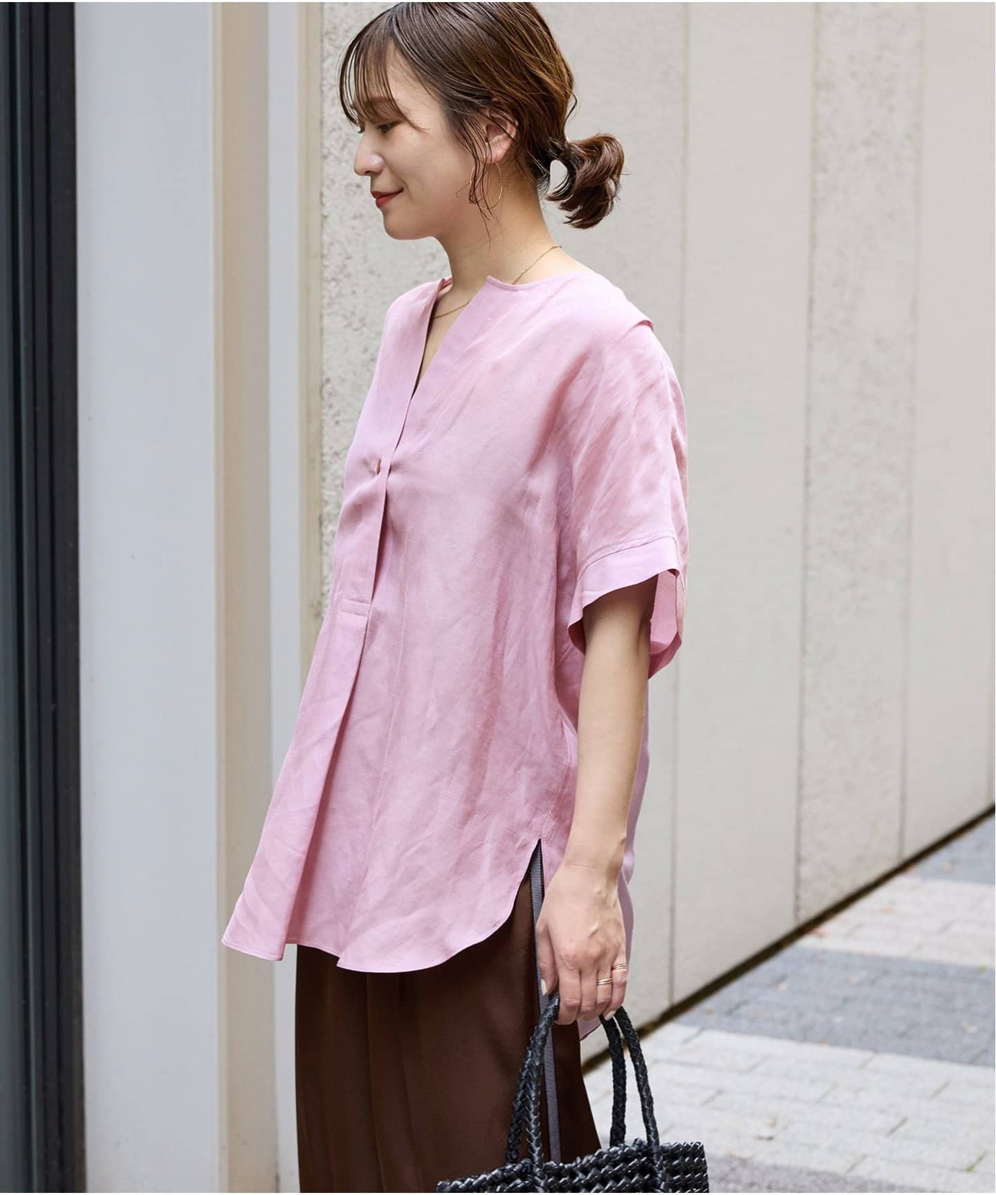 シアーリネンノーカラーブラウス（シャツ／ブラウス）｜JOURNAL