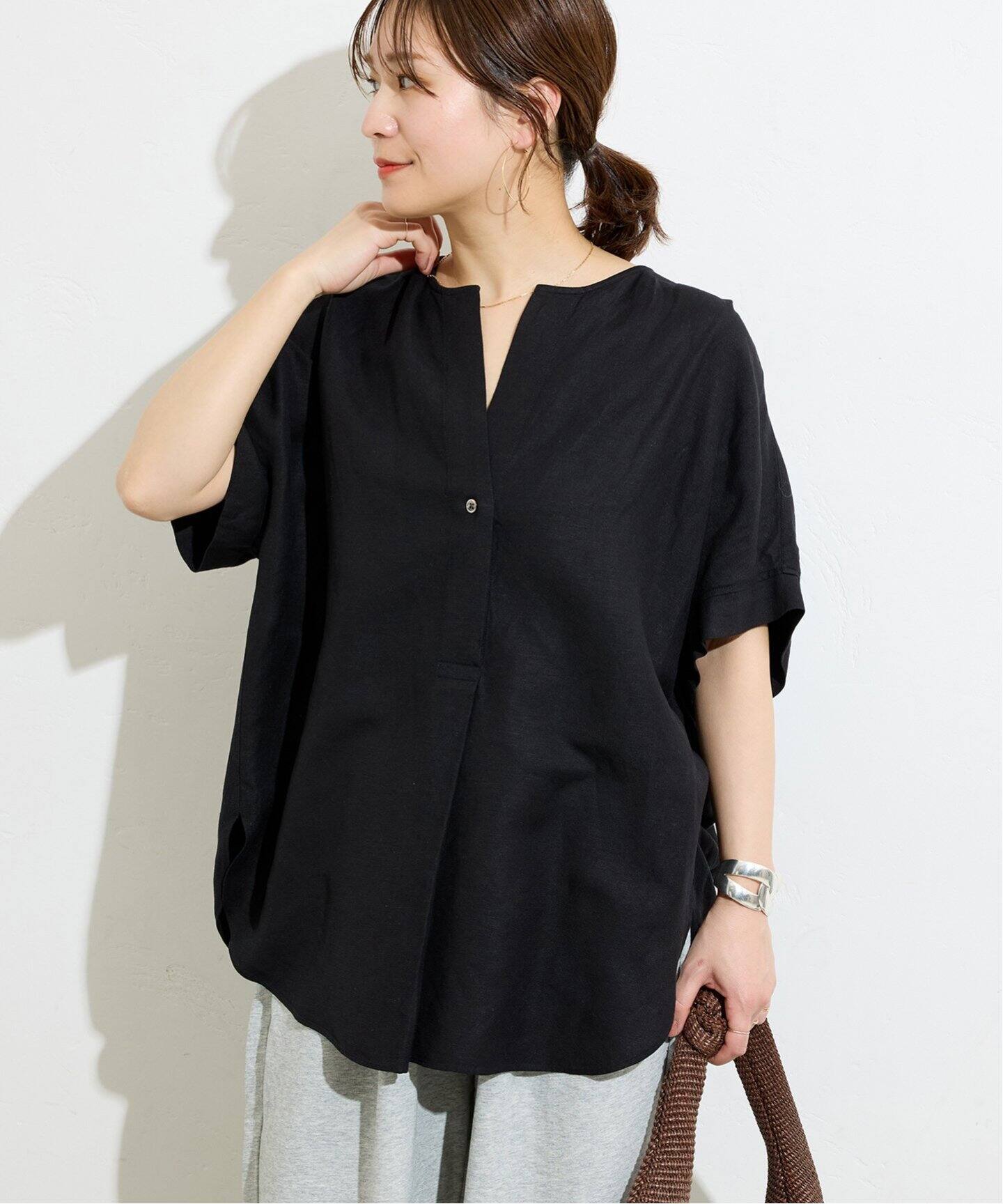 【美品】ジャーナルスタンダード 洗える レーヨン麻ノーカラーブラウス ピンク 美品】ジャーナルスタンダード 洗える レーヨン麻ノーカラー