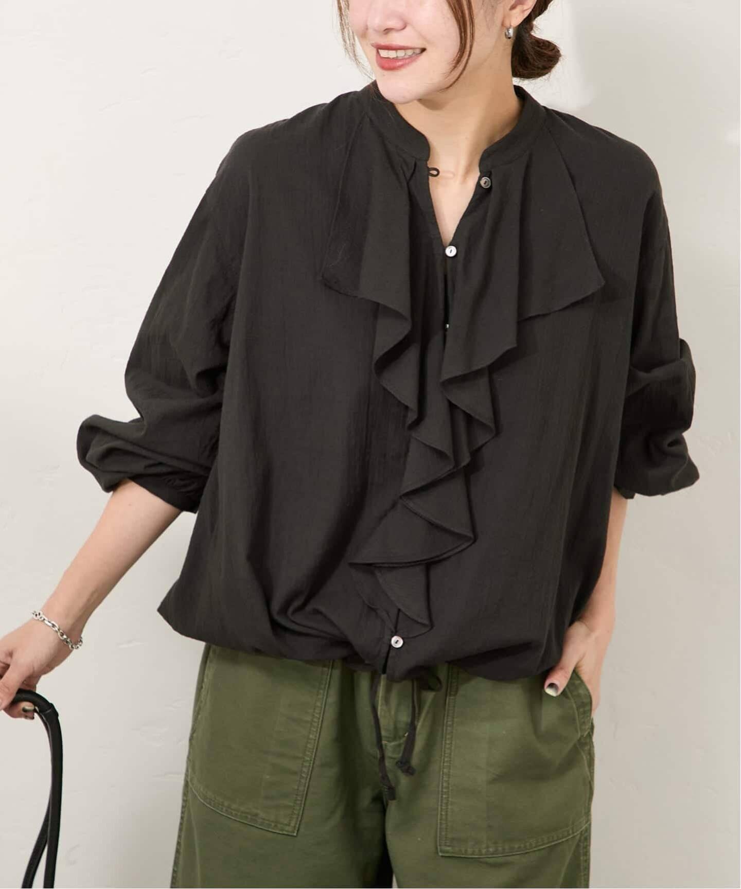 WEB限定追加2》ボイルストライプフリルブラウス（シャツ／ブラウス