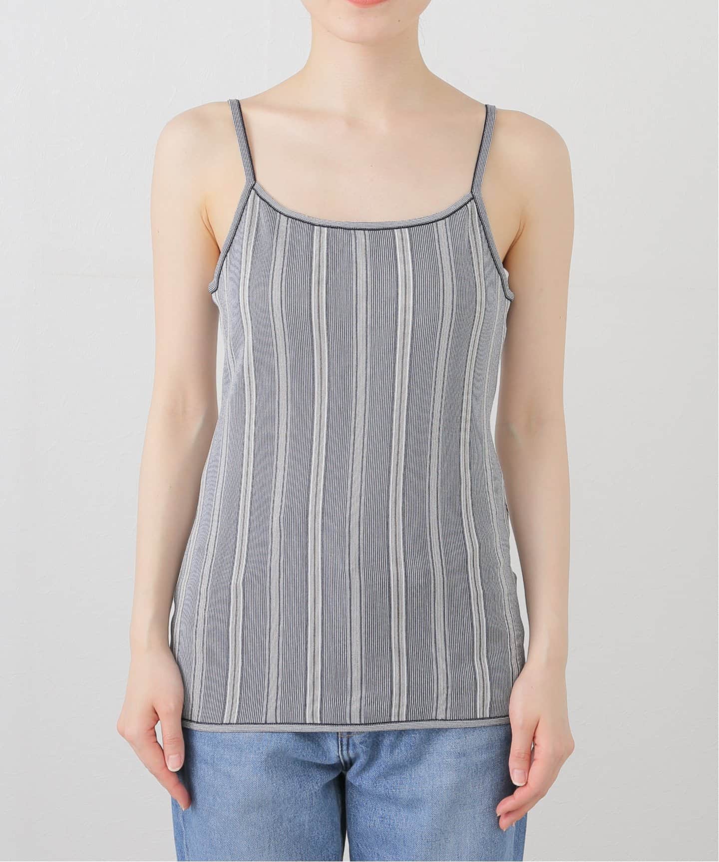 LOW CLASSIC/ロウ クラシック】 STRIPE SLEEVELESS KNIT TOP（その他