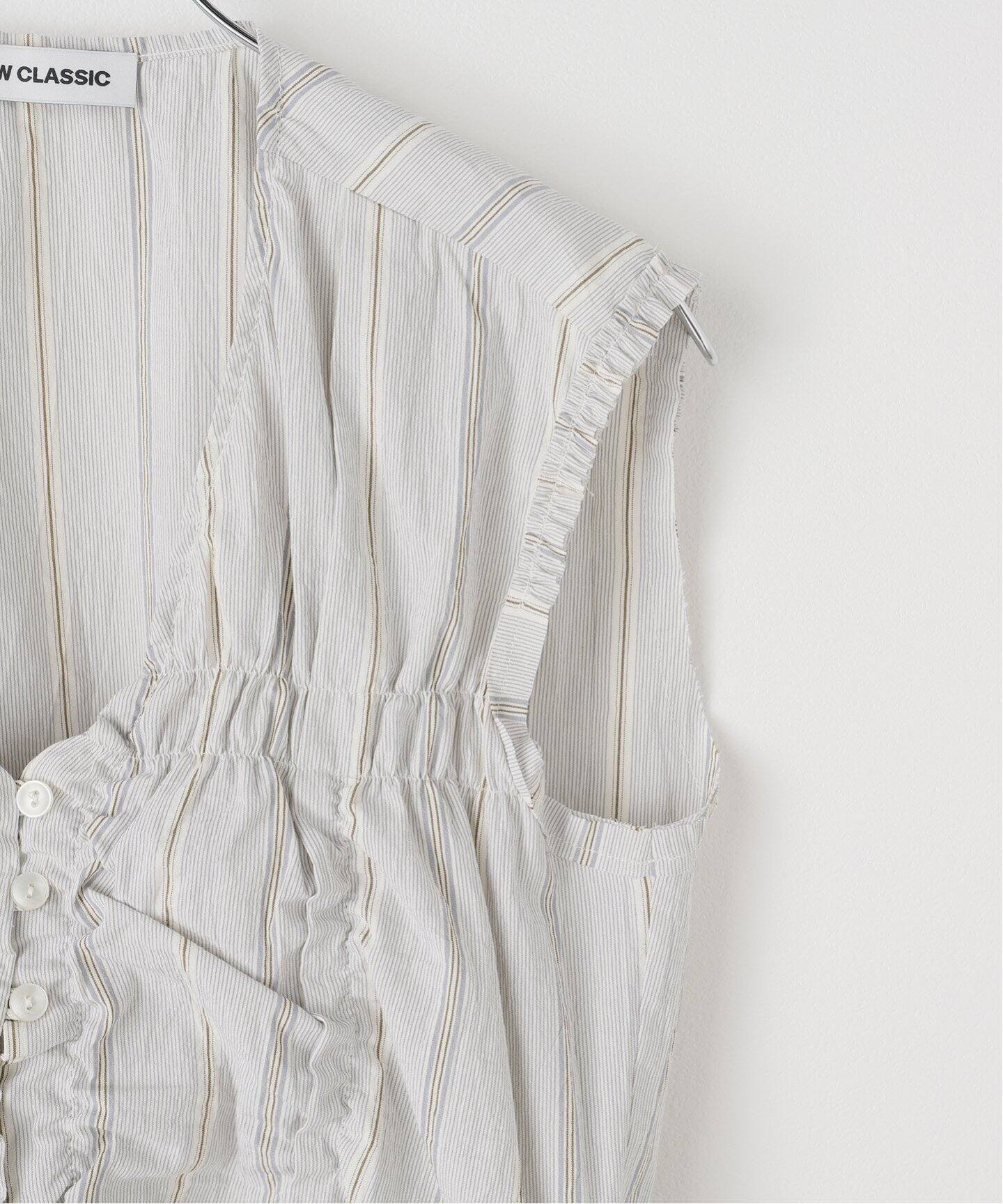 □【LOW CLASSIC/ロウ クラシック】 WRINKLE SLEEVELESS SHIRTS