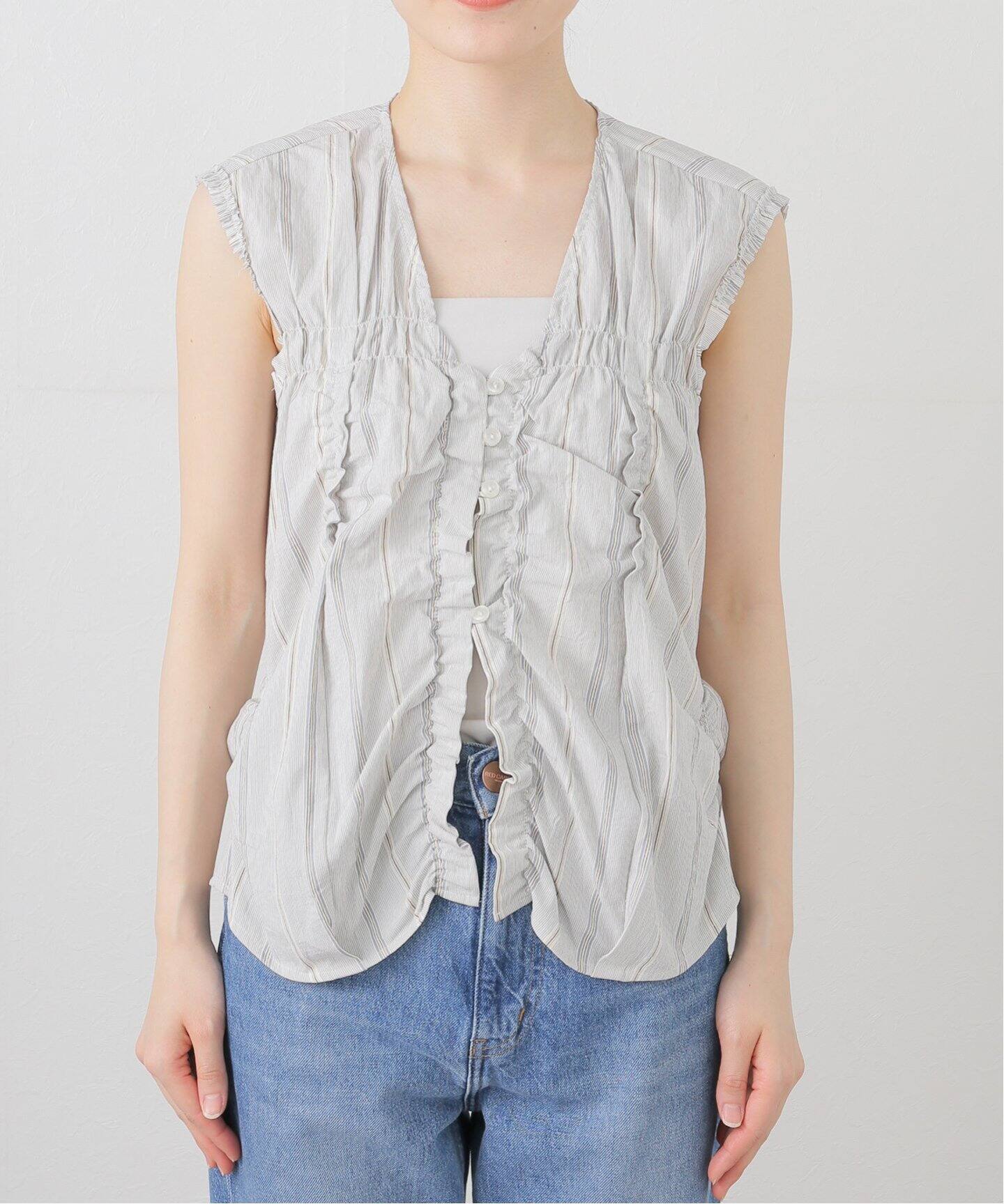 □【LOW CLASSIC/ロウ クラシック】 WRINKLE SLEEVELESS SHIRTS 
