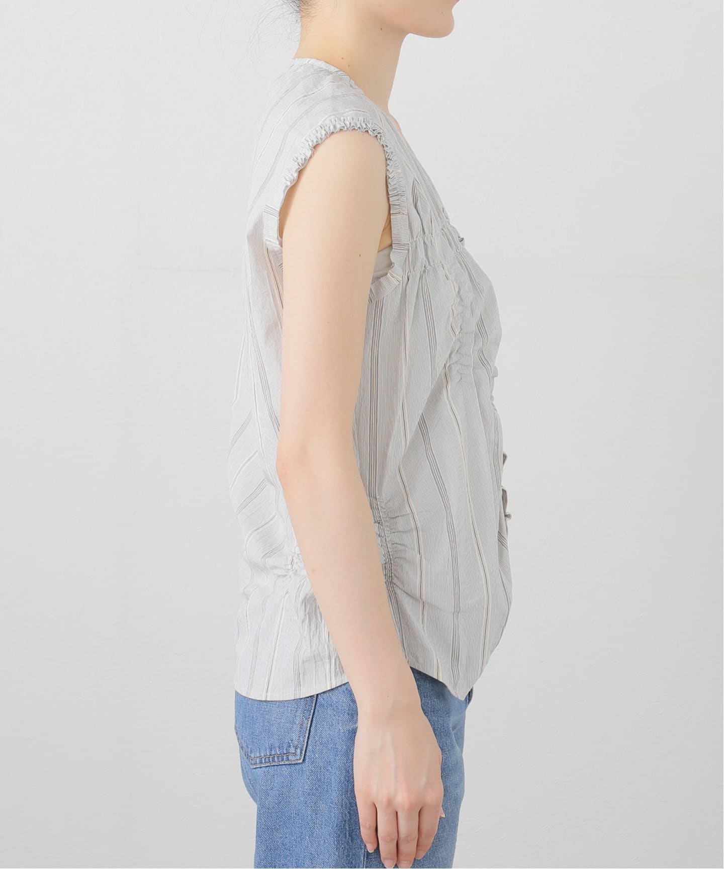 □【LOW CLASSIC/ロウ クラシック】 WRINKLE SLEEVELESS SHIRTS