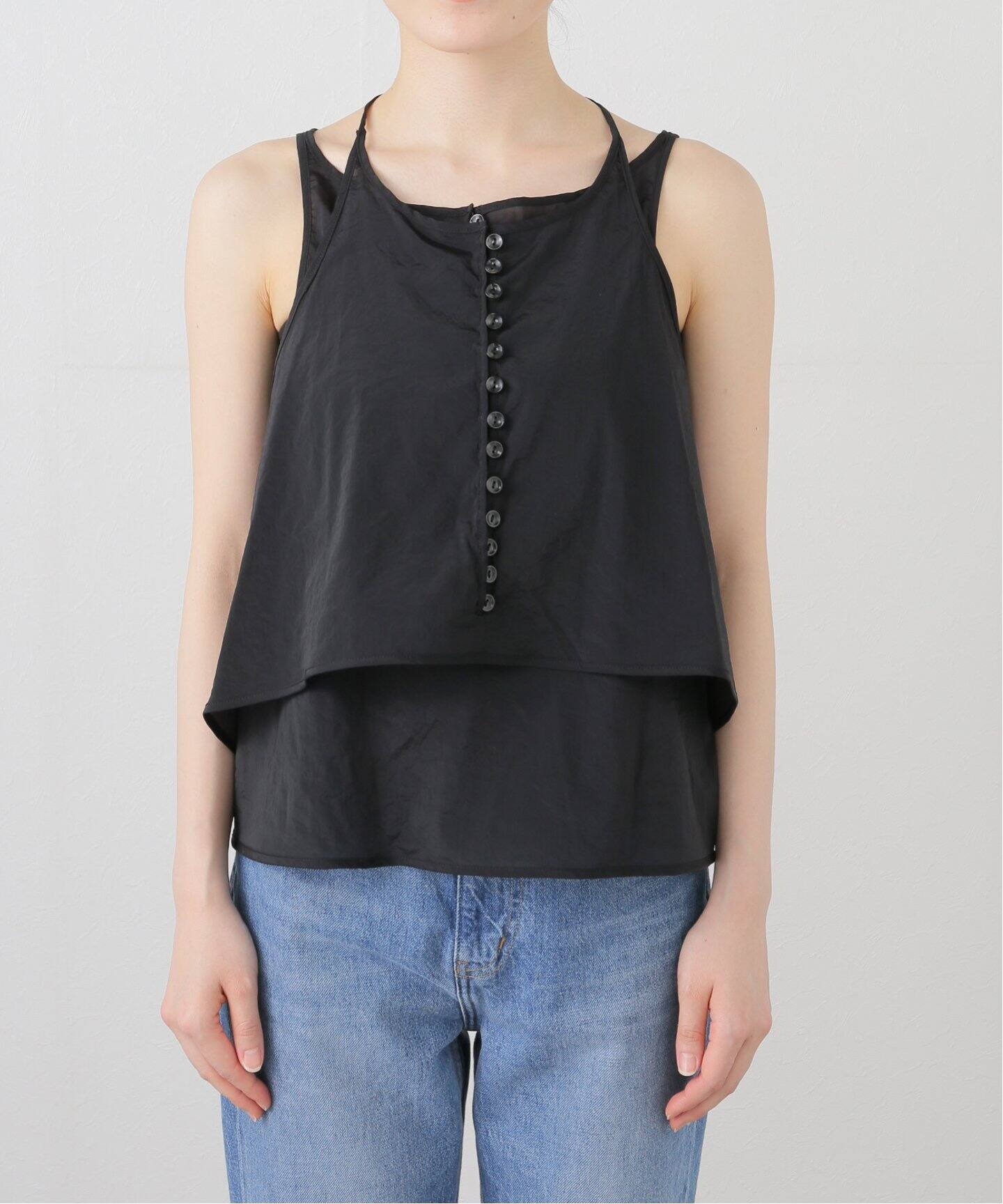 LOW CLASSIC/ロウ クラシック】SEE-THROUGH BUTTON LOOP TOP（シャツ 