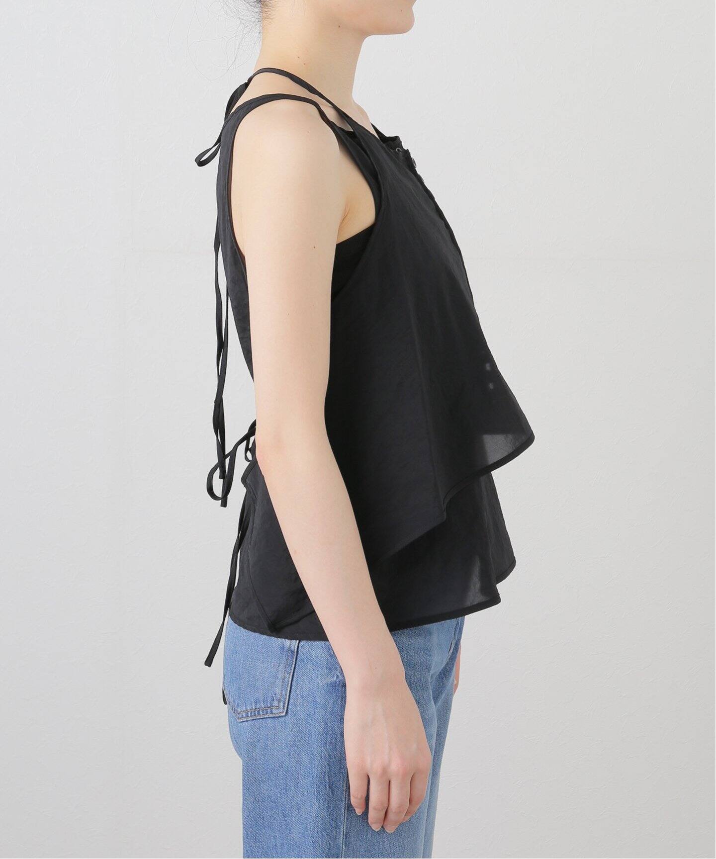 LOW CLASSIC/ロウ クラシック】SEE-THROUGH BUTTON LOOP TOP（シャツ 